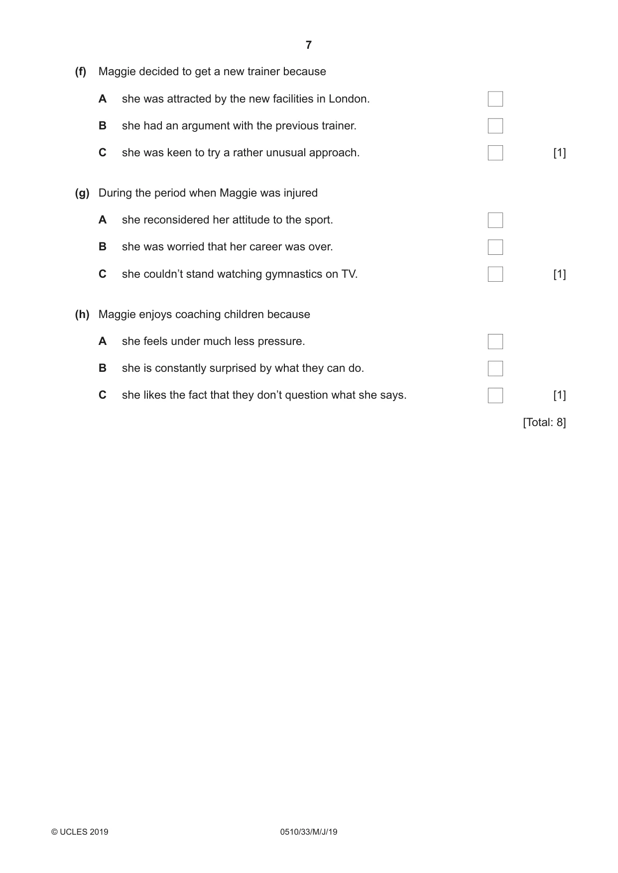 Cambridge IGCSE English - Second Language (oral endorsement) 0510 2019 May/June Paper 3 · Variant 3 question paper, page 7 of 8