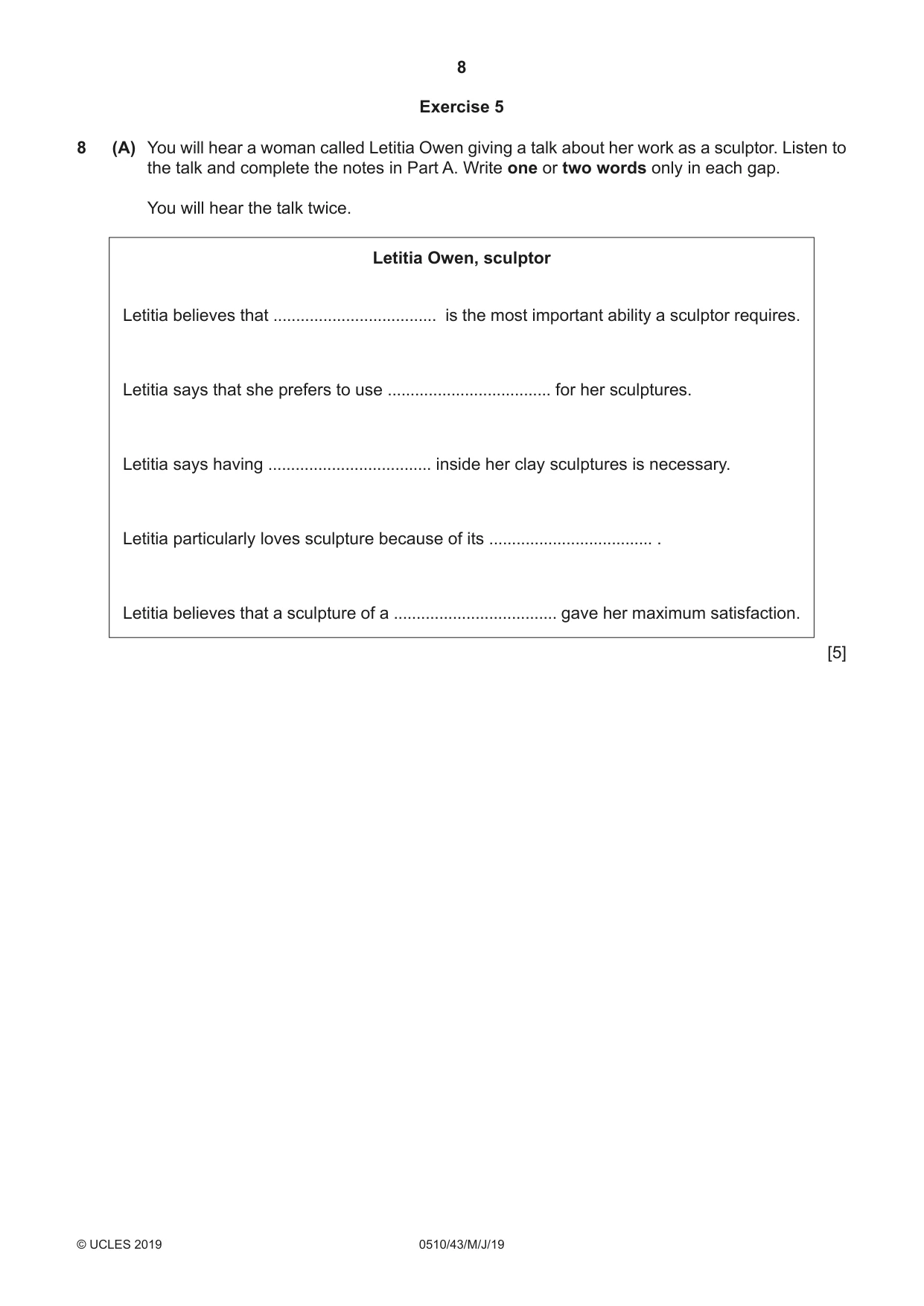 Cambridge IGCSE English - Second Language (oral endorsement) 0510 2019 May/June Paper 4 · Variant 3 question paper, page 8 of 12
