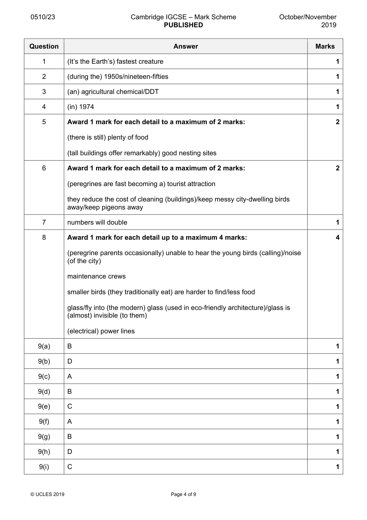 Mark scheme, page 4 of 9