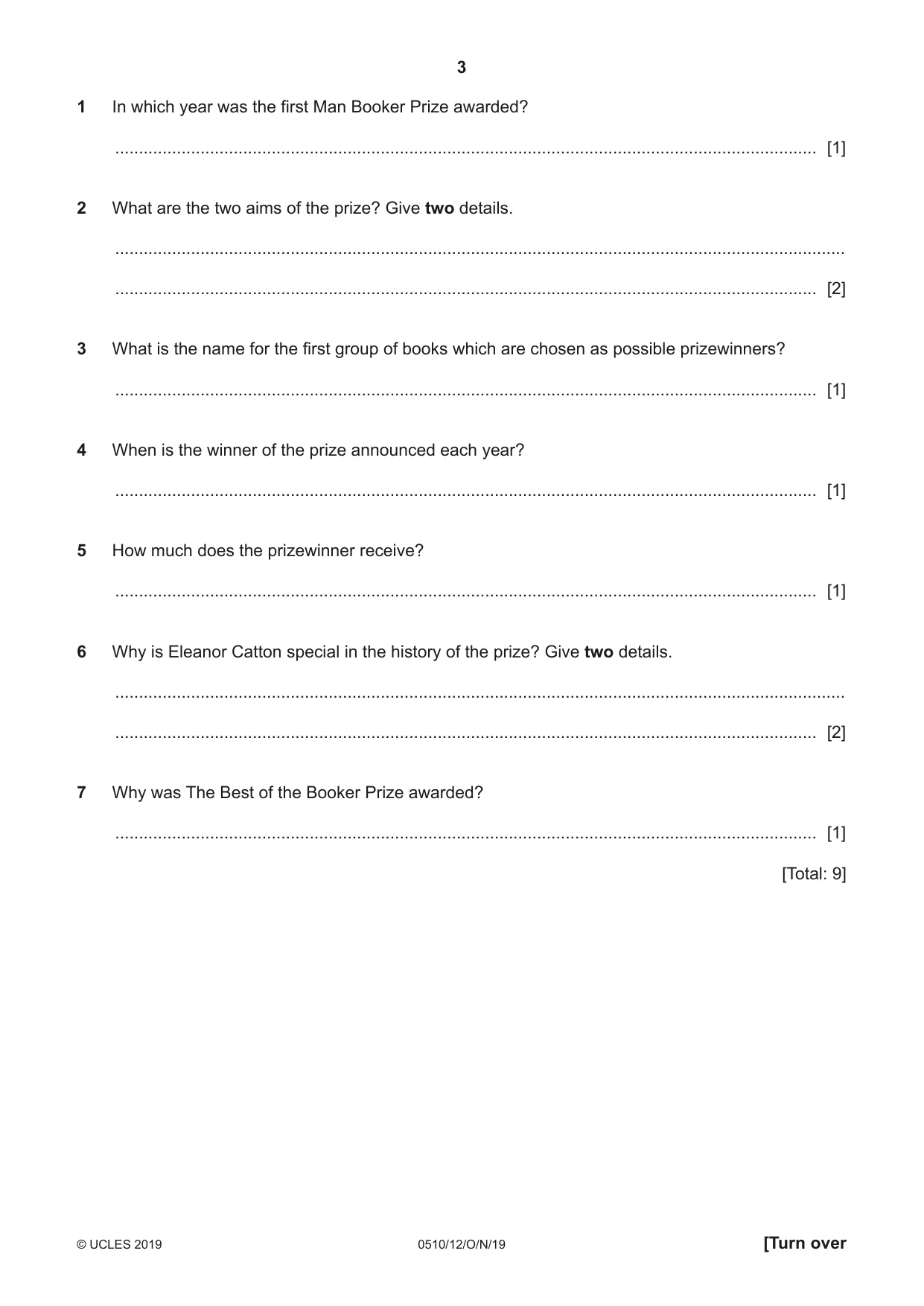 Cambridge IGCSE English - Second Language (oral endorsement) 0510 2019 Oct/Nov Paper 1 · Variant 2 question paper, page 3 of 16