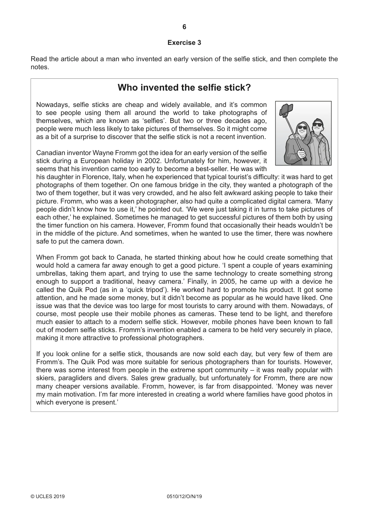 Cambridge IGCSE English - Second Language (oral endorsement) 0510 2019 Oct/Nov Paper 1 · Variant 2 question paper, page 6 of 16