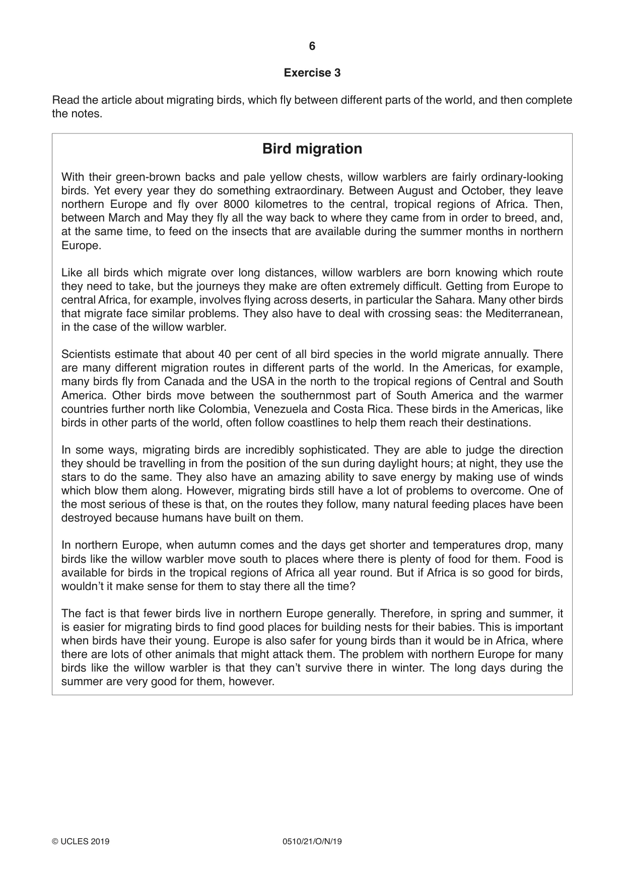 Cambridge IGCSE English - Second Language (oral endorsement) 0510 2019 Oct/Nov Paper 2 · Variant 1 question paper, page 6 of 16