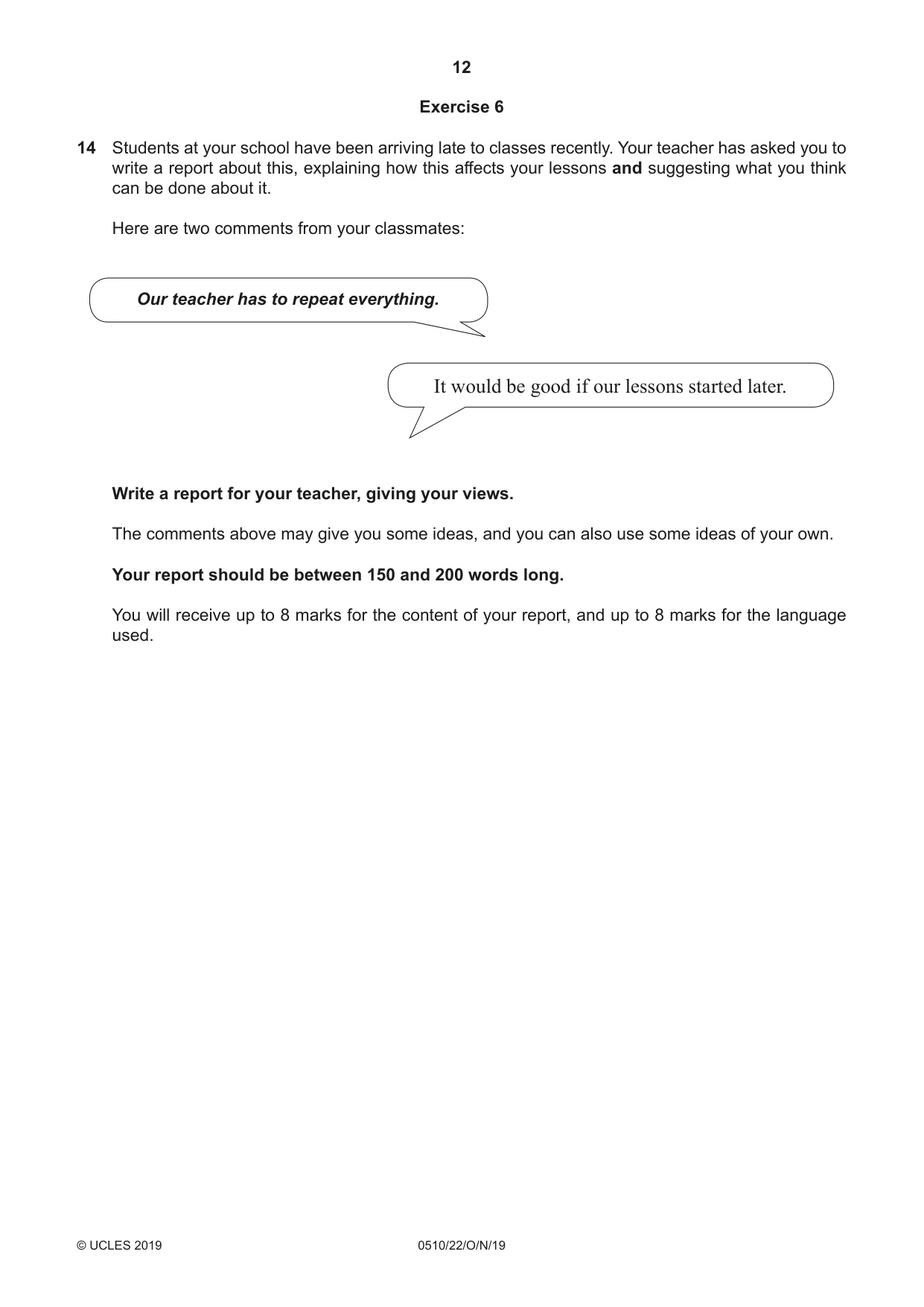Cambridge IGCSE English - Second Language (oral endorsement) 0510 2019 Oct/Nov Paper 2 · Variant 2 question paper, page 12 of 16