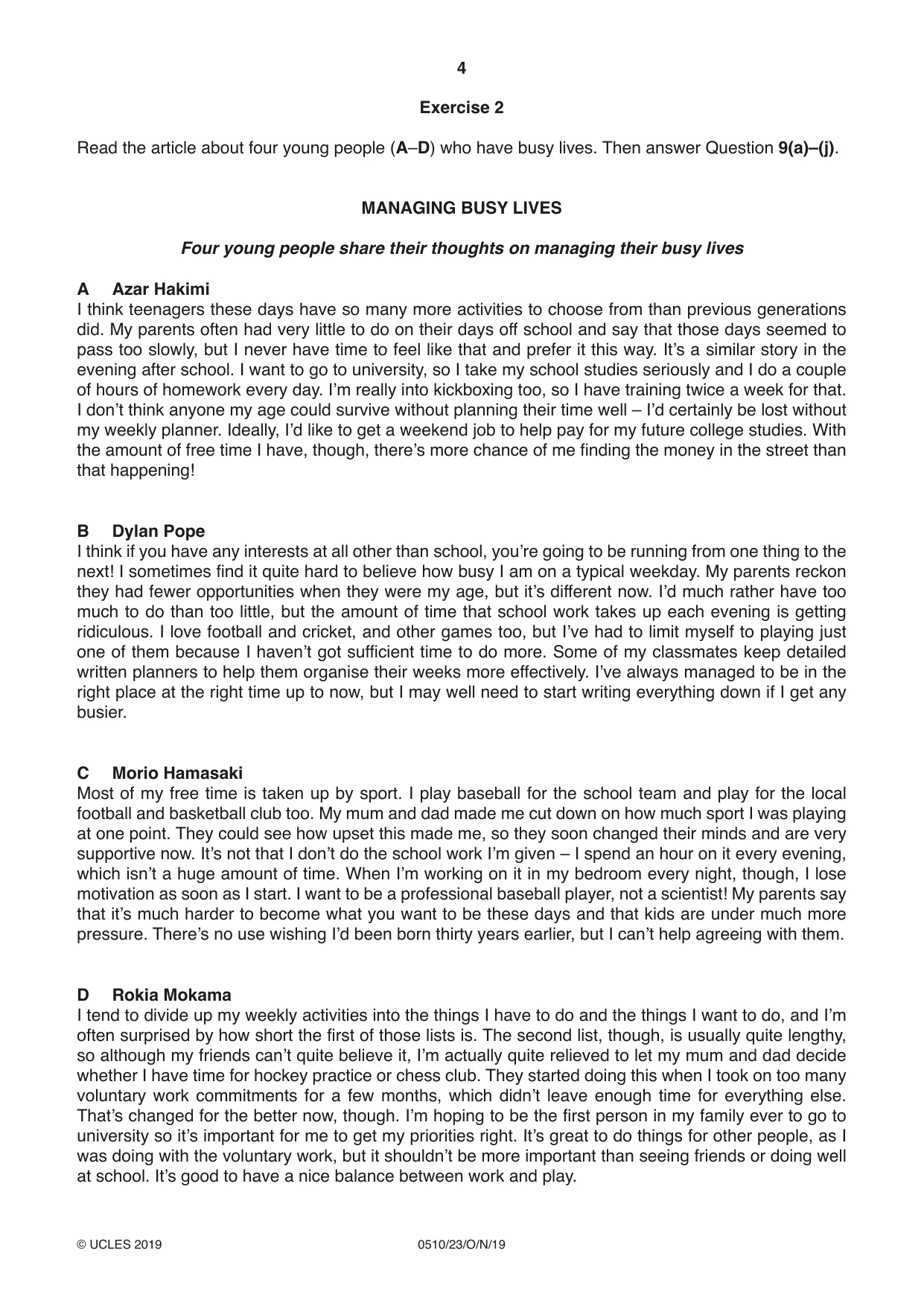 Cambridge IGCSE English - Second Language (oral endorsement) 0510 2019 Oct/Nov Paper 2 · Variant 3 question paper, page 4 of 16