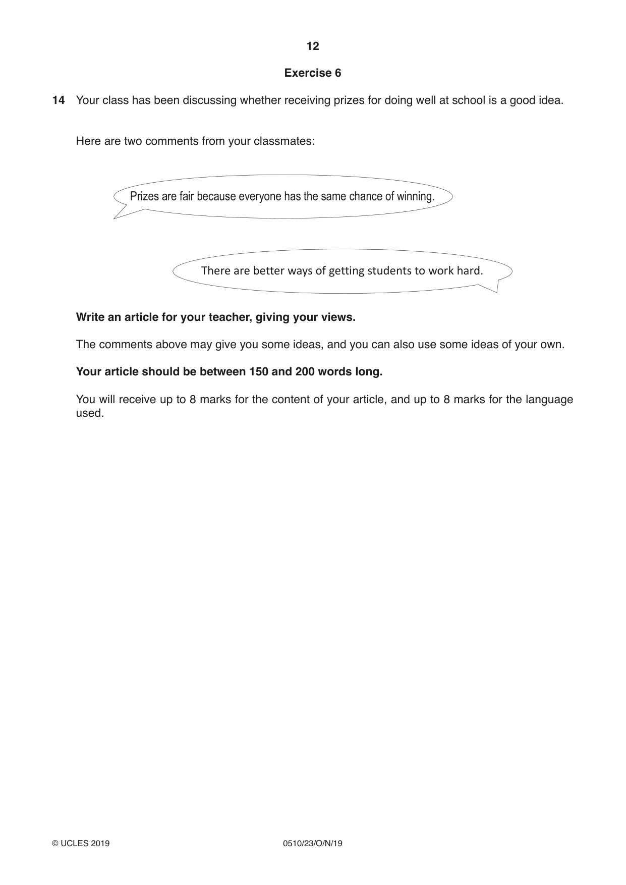 Cambridge IGCSE English - Second Language (oral endorsement) 0510 2019 Oct/Nov Paper 2 · Variant 3 question paper, page 12 of 16