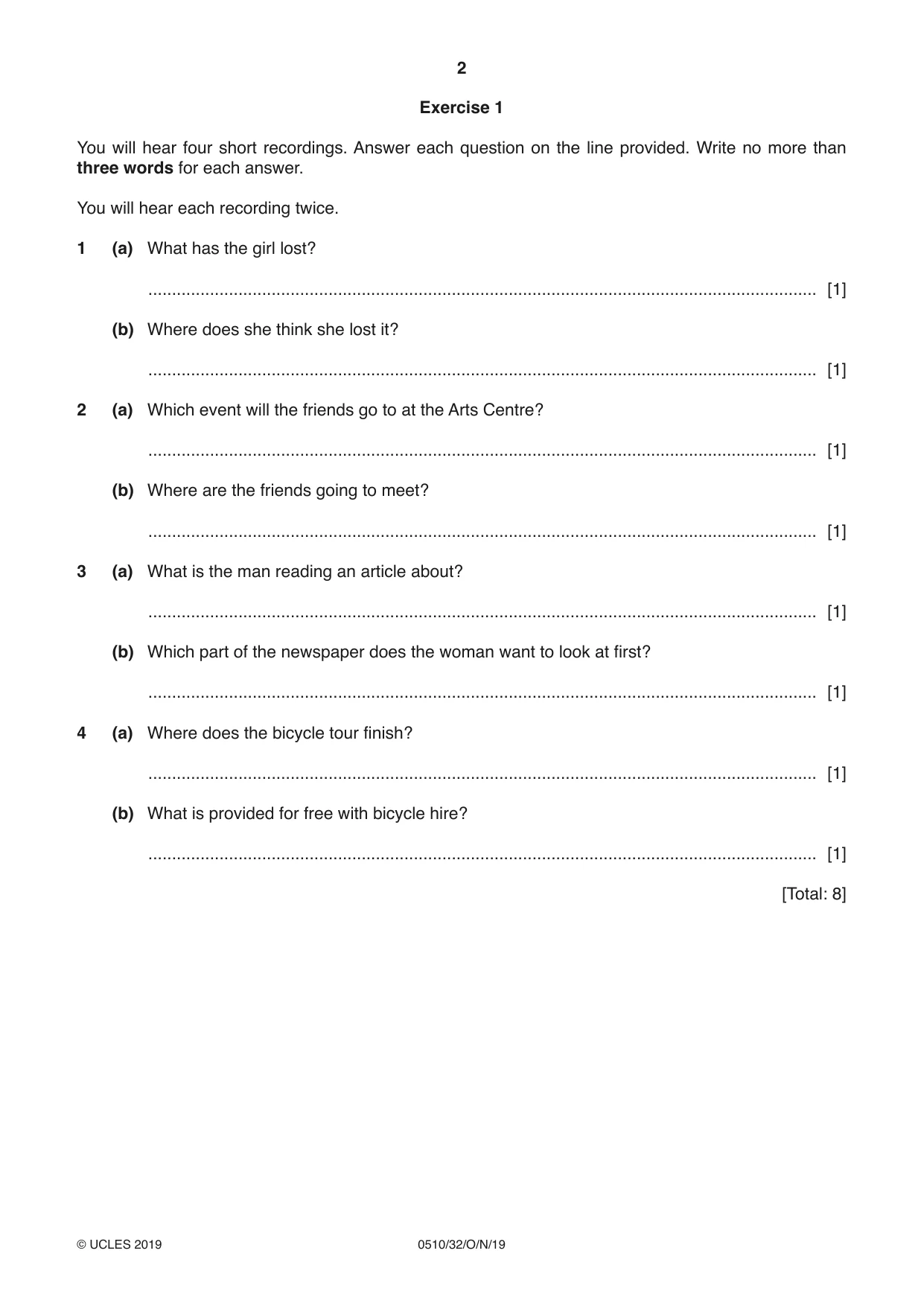 Cambridge IGCSE English - Second Language (oral endorsement) 0510 2019 Oct/Nov Paper 3 · Variant 2 question paper, page 2 of 8