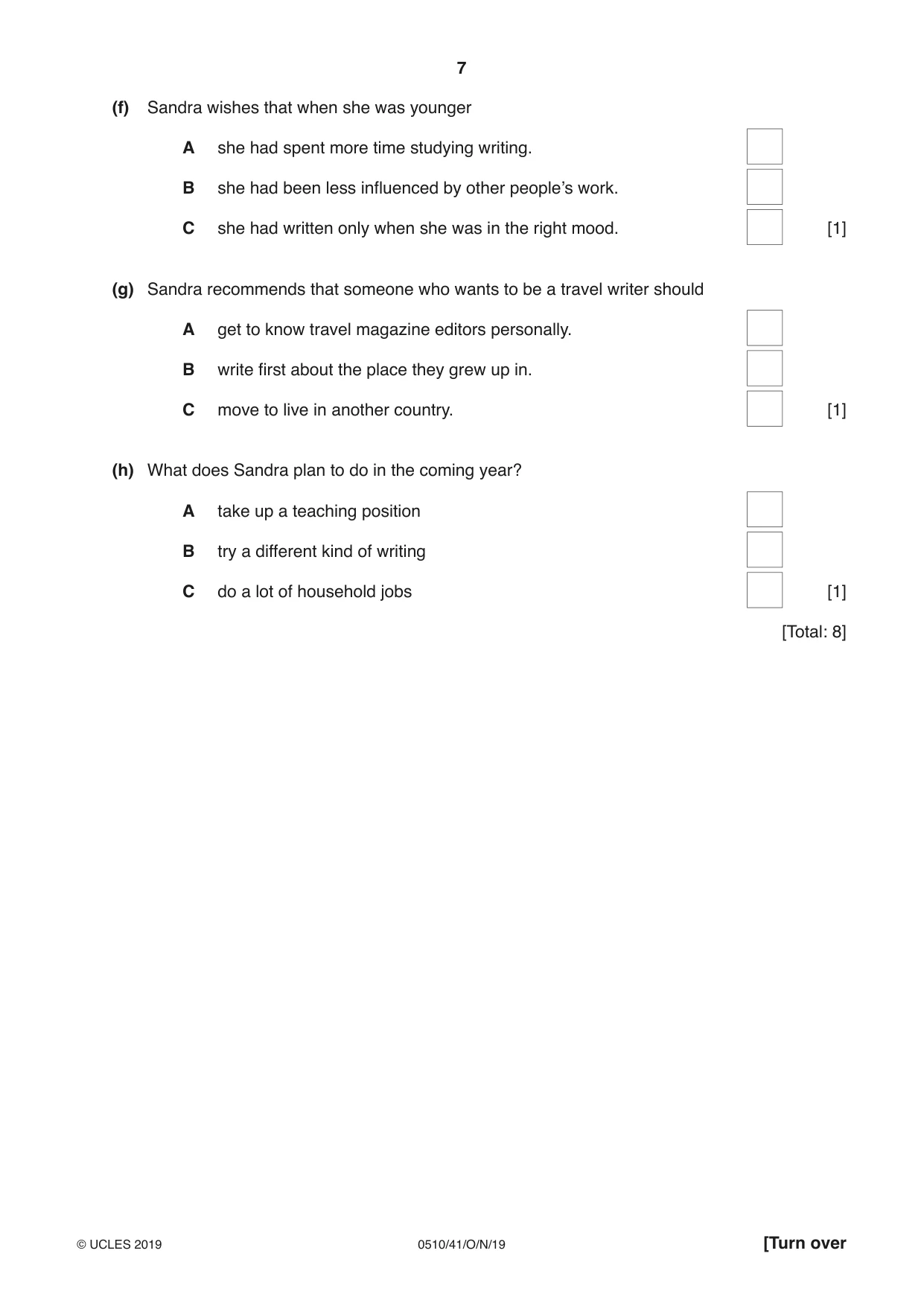 Cambridge IGCSE English - Second Language (oral endorsement) 0510 2019 Oct/Nov Paper 4 · Variant 1 question paper, page 7 of 12