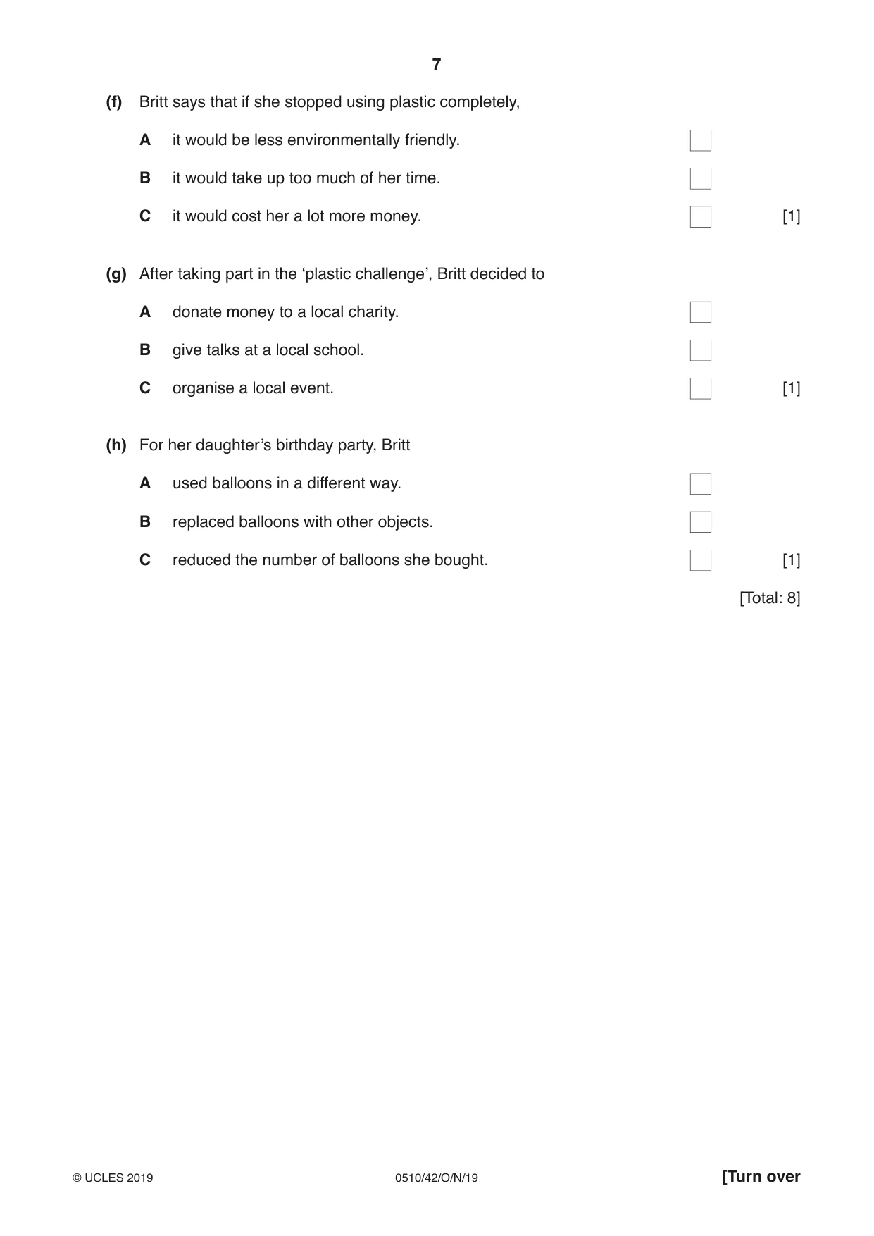 Cambridge IGCSE English - Second Language (oral endorsement) 0510 2019 Oct/Nov Paper 4 · Variant 2 question paper, page 7 of 12
