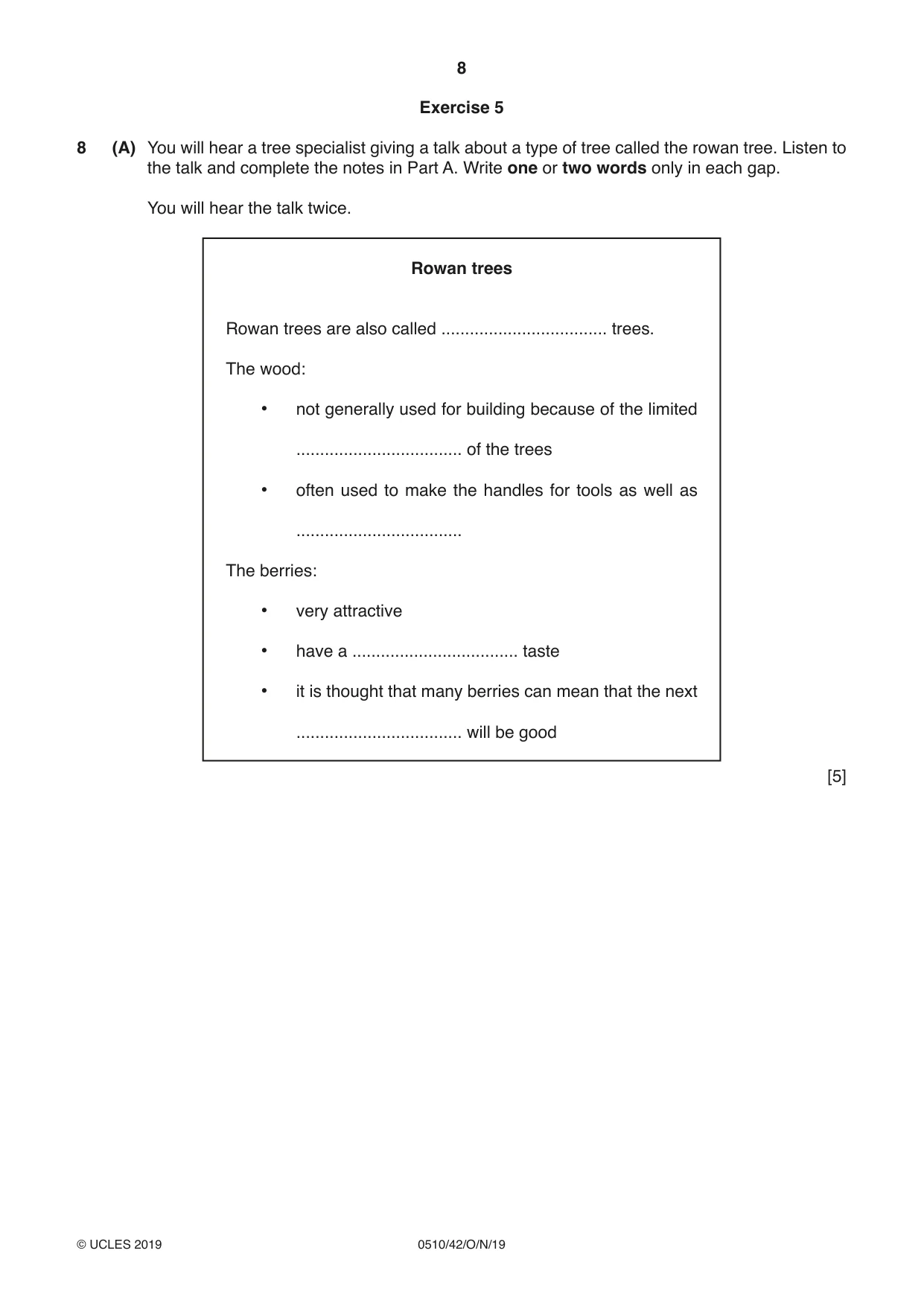 Cambridge IGCSE English - Second Language (oral endorsement) 0510 2019 Oct/Nov Paper 4 · Variant 2 question paper, page 8 of 12