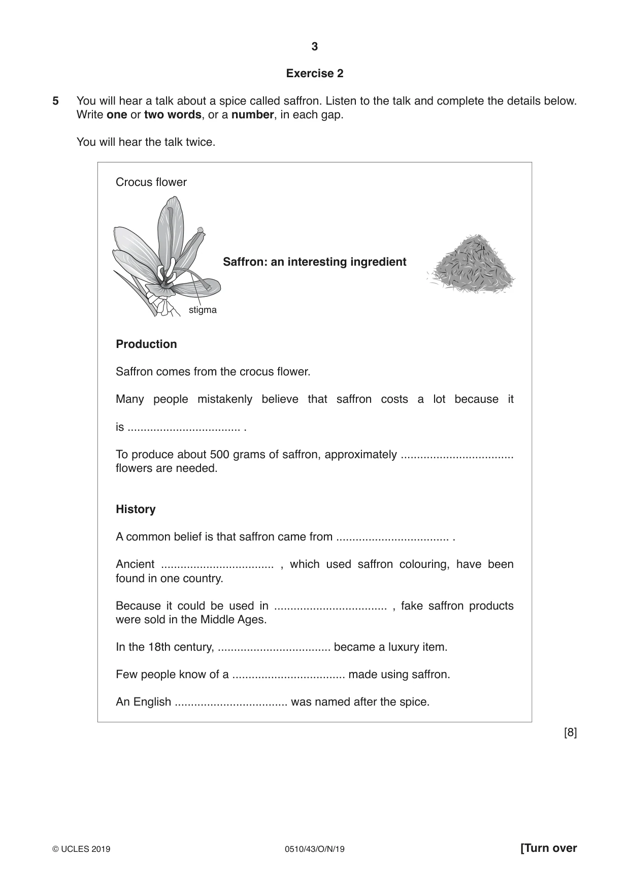 Cambridge IGCSE English - Second Language (oral endorsement) 0510 2019 Oct/Nov Paper 4 · Variant 3 question paper, page 3 of 12