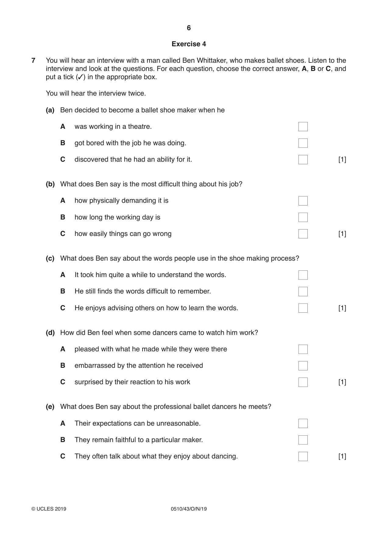 Cambridge IGCSE English - Second Language (oral endorsement) 0510 2019 Oct/Nov Paper 4 · Variant 3 question paper, page 6 of 12
