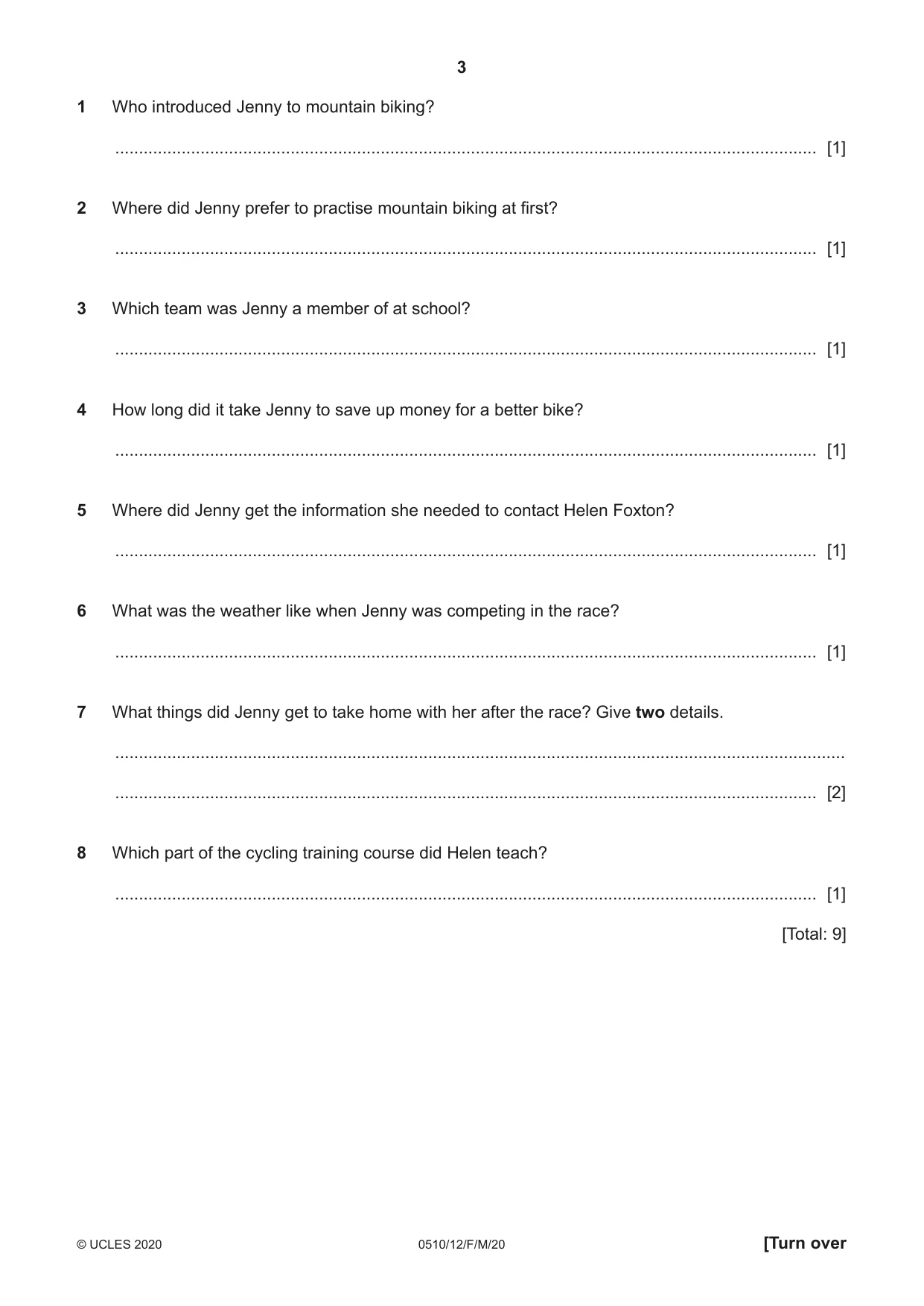 Cambridge IGCSE English - Second Language (oral endorsement) 0510 2020 Feb/March Paper 1 · Variant 2 question paper, page 3 of 16