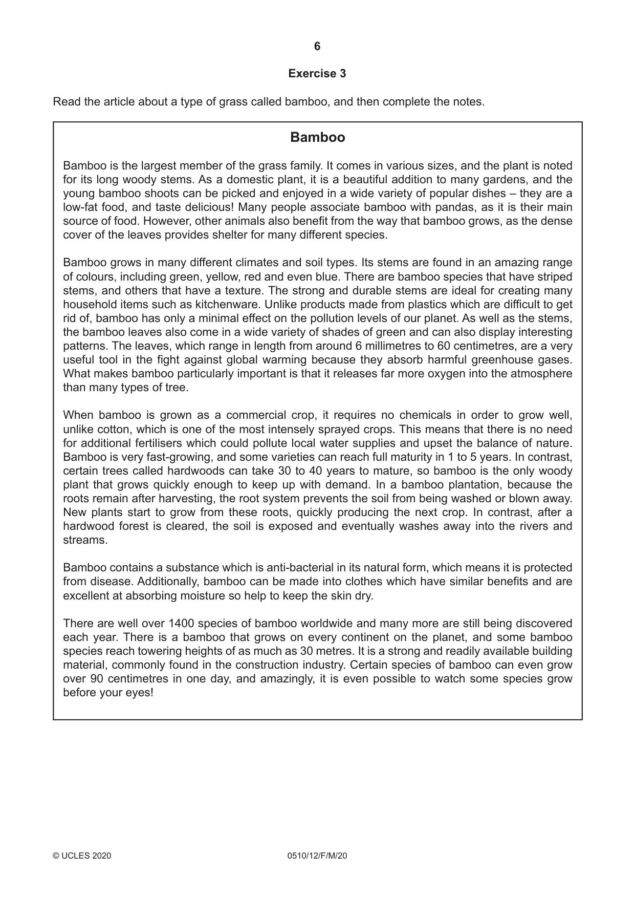 Cambridge IGCSE English - Second Language (oral endorsement) 0510 2020 Feb/March Paper 1 · Variant 2 question paper, page 6 of 16