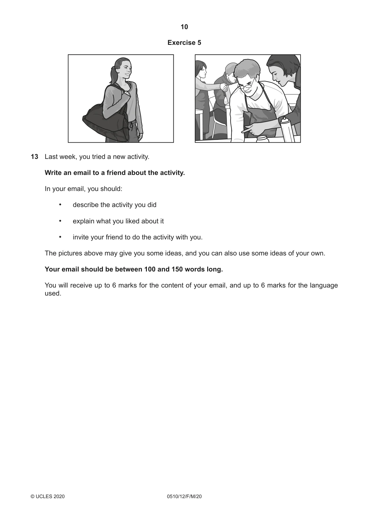 Cambridge IGCSE English - Second Language (oral endorsement) 0510 2020 Feb/March Paper 1 · Variant 2 question paper, page 10 of 16
