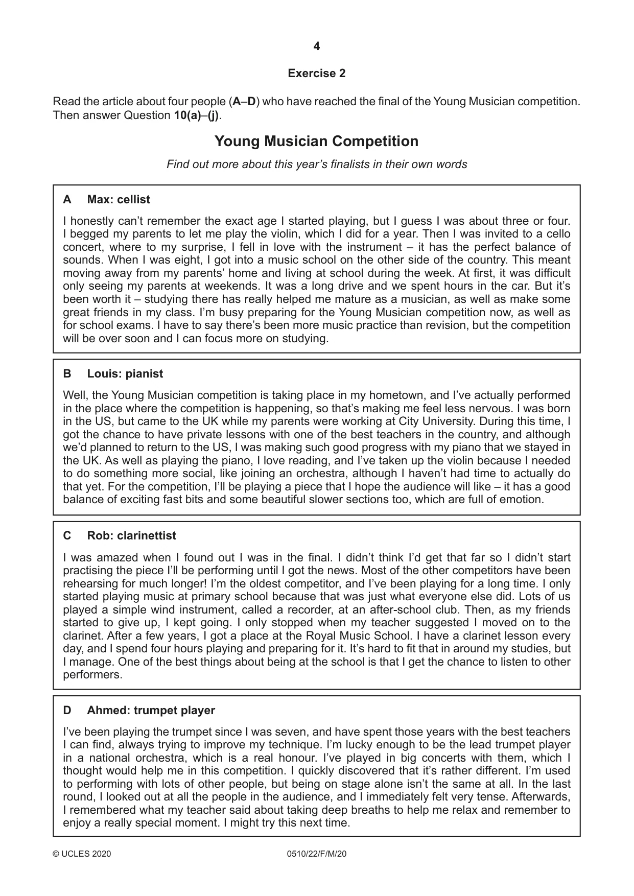 Cambridge IGCSE English - Second Language (oral endorsement) 0510 2020 Feb/March Paper 2 · Variant 2 question paper, page 4 of 16