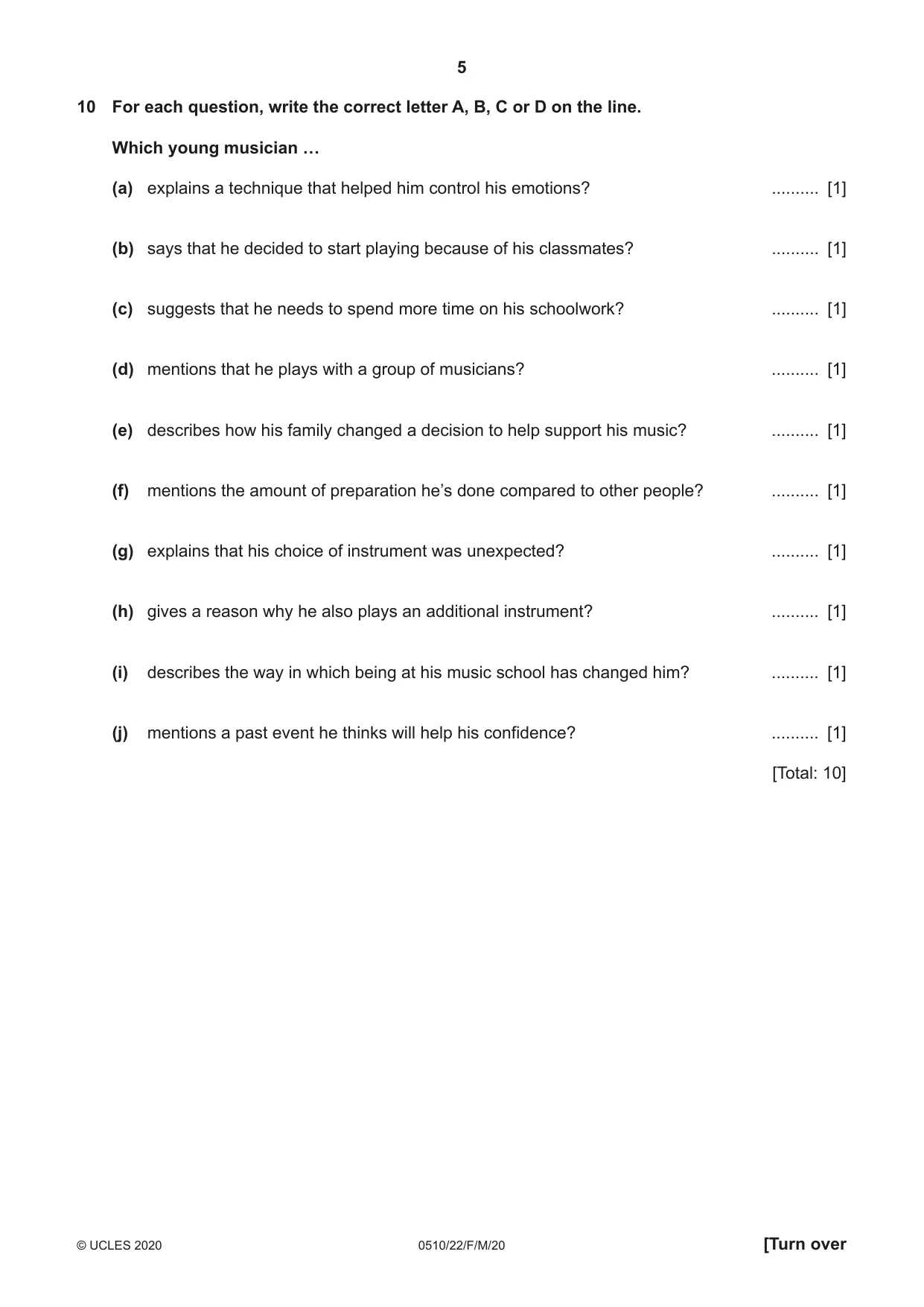 Cambridge IGCSE English - Second Language (oral endorsement) 0510 2020 Feb/March Paper 2 · Variant 2 question paper, page 5 of 16