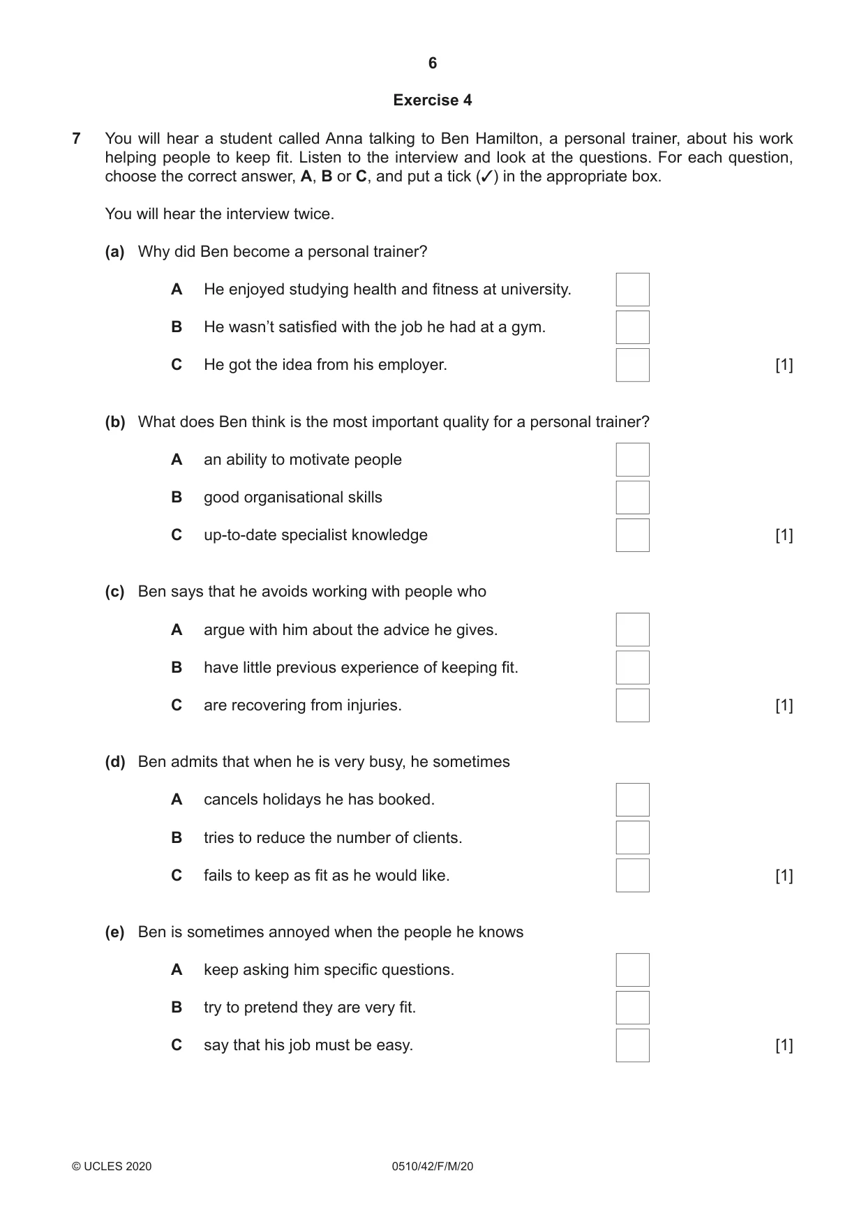 Cambridge IGCSE English - Second Language (oral endorsement) 0510 2020 Feb/March Paper 4 · Variant 2 question paper, page 6 of 12