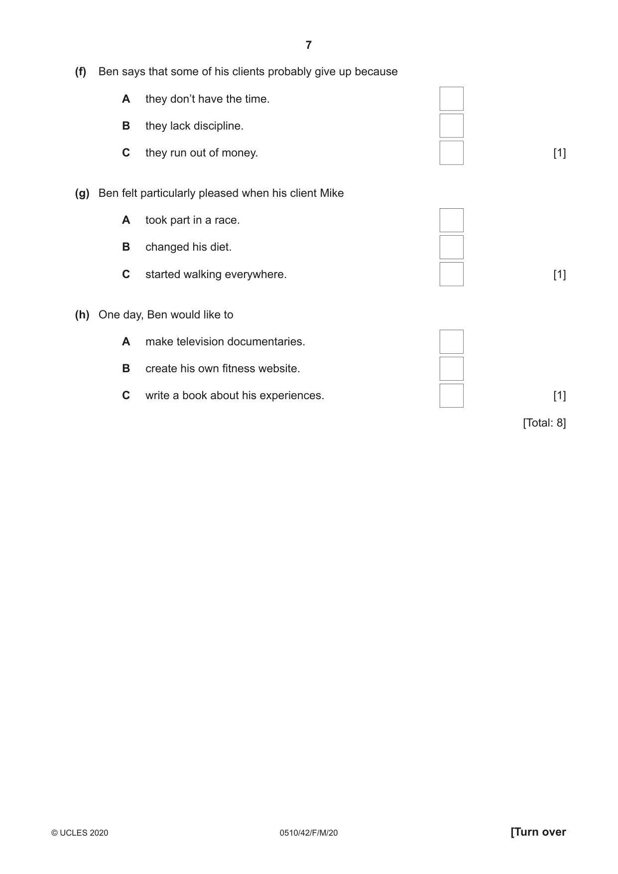 Cambridge IGCSE English - Second Language (oral endorsement) 0510 2020 Feb/March Paper 4 · Variant 2 question paper, page 7 of 12