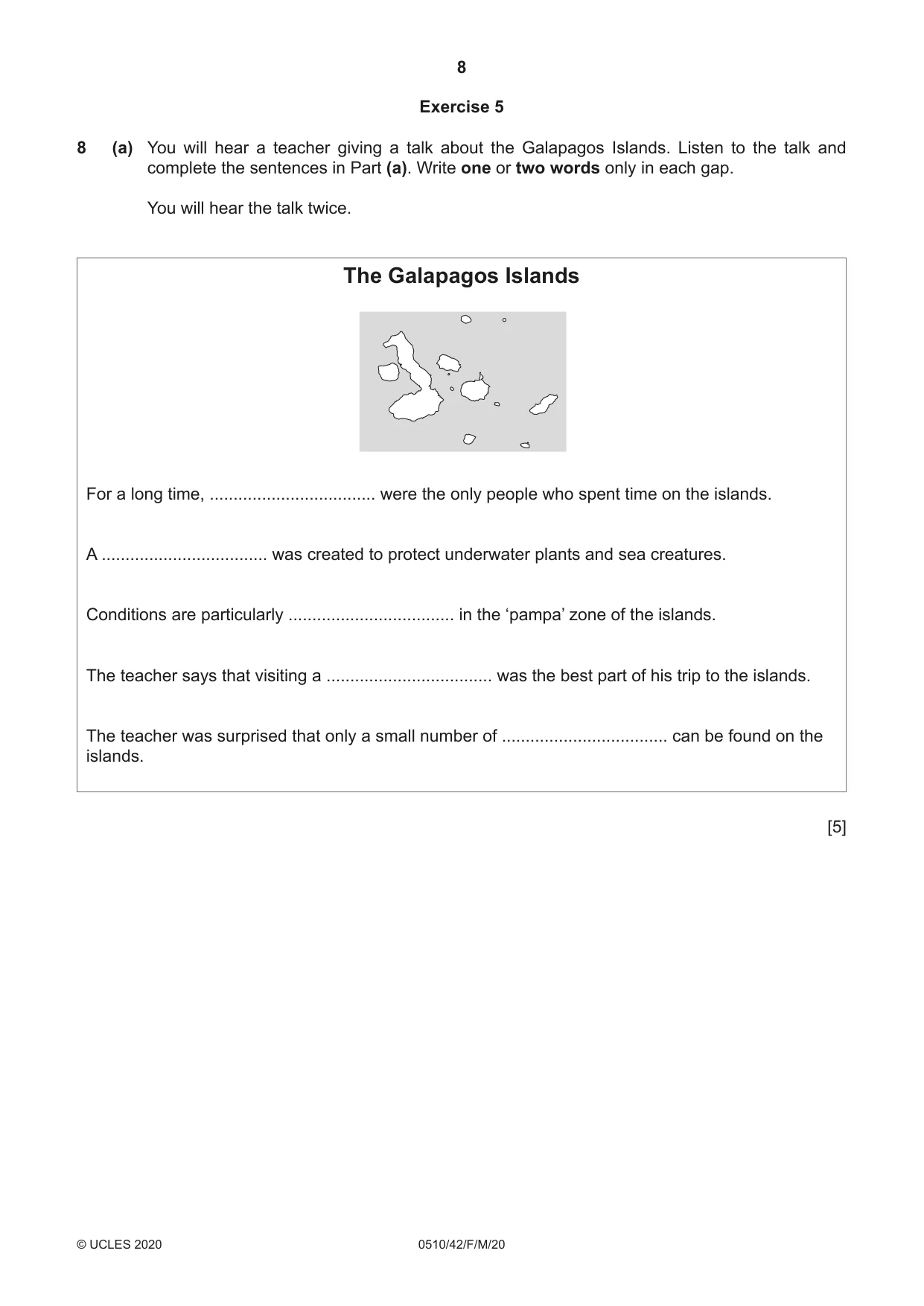 Cambridge IGCSE English - Second Language (oral endorsement) 0510 2020 Feb/March Paper 4 · Variant 2 question paper, page 8 of 12