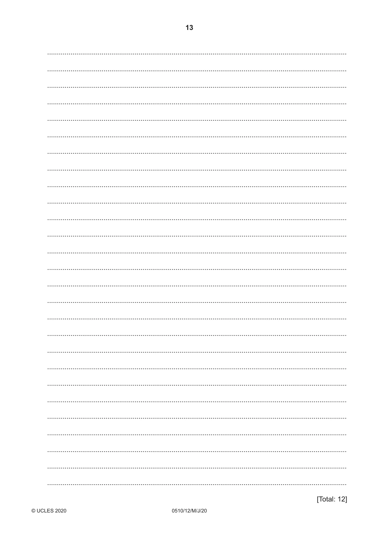 Cambridge IGCSE English - Second Language (oral endorsement) 0510 2020 May/June Paper 1 · Variant 2 question paper, page 13 of 16