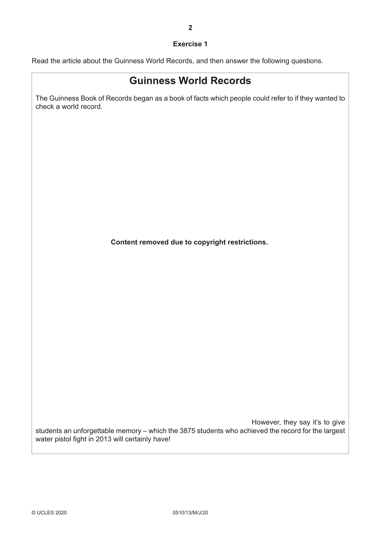 Cambridge IGCSE English - Second Language (oral endorsement) 0510 2020 May/June Paper 1 · Variant 3 question paper, page 2 of 16