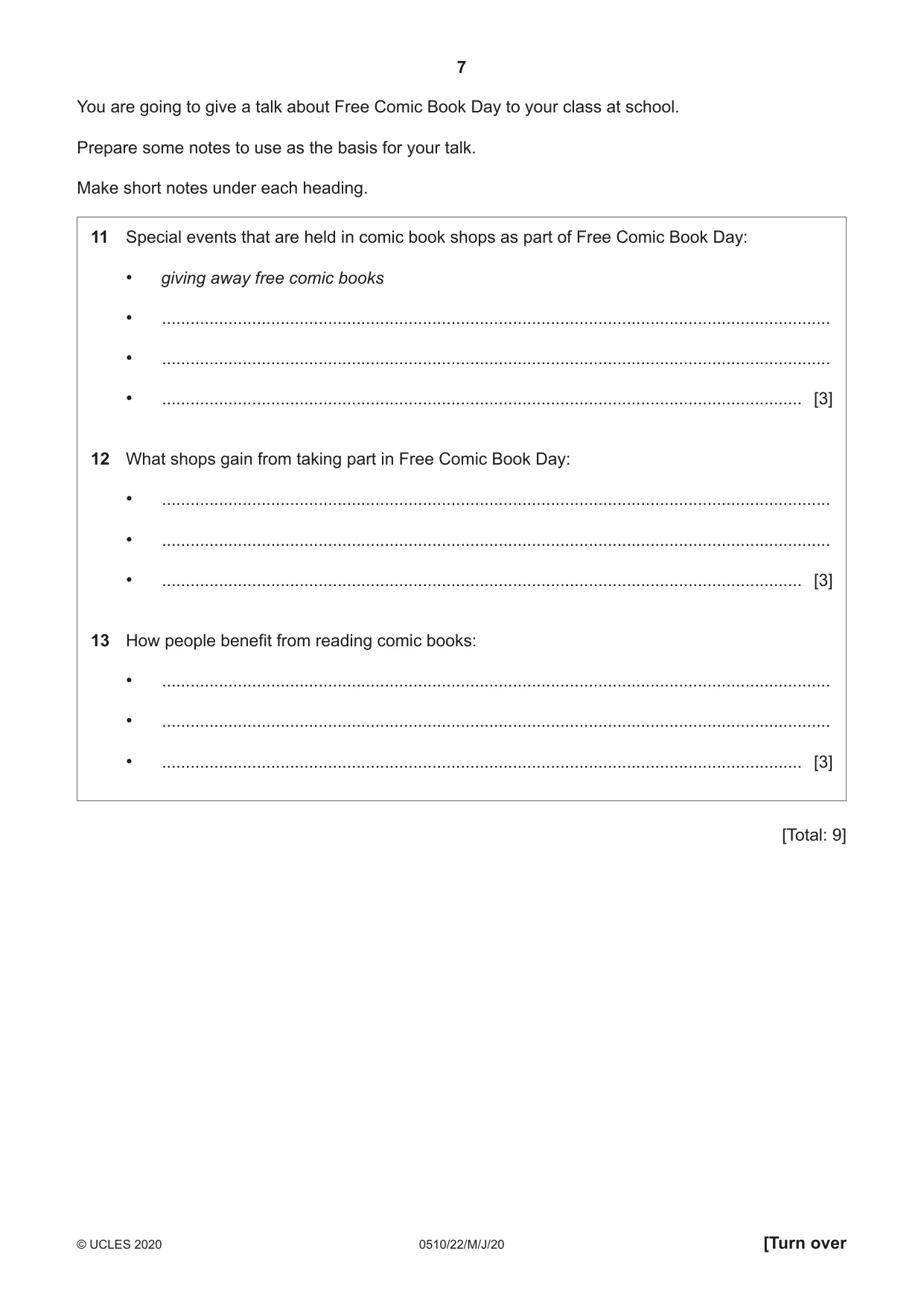 Cambridge IGCSE English - Second Language (oral endorsement) 0510 2020 May/June Paper 2 · Variant 2 question paper, page 7 of 16