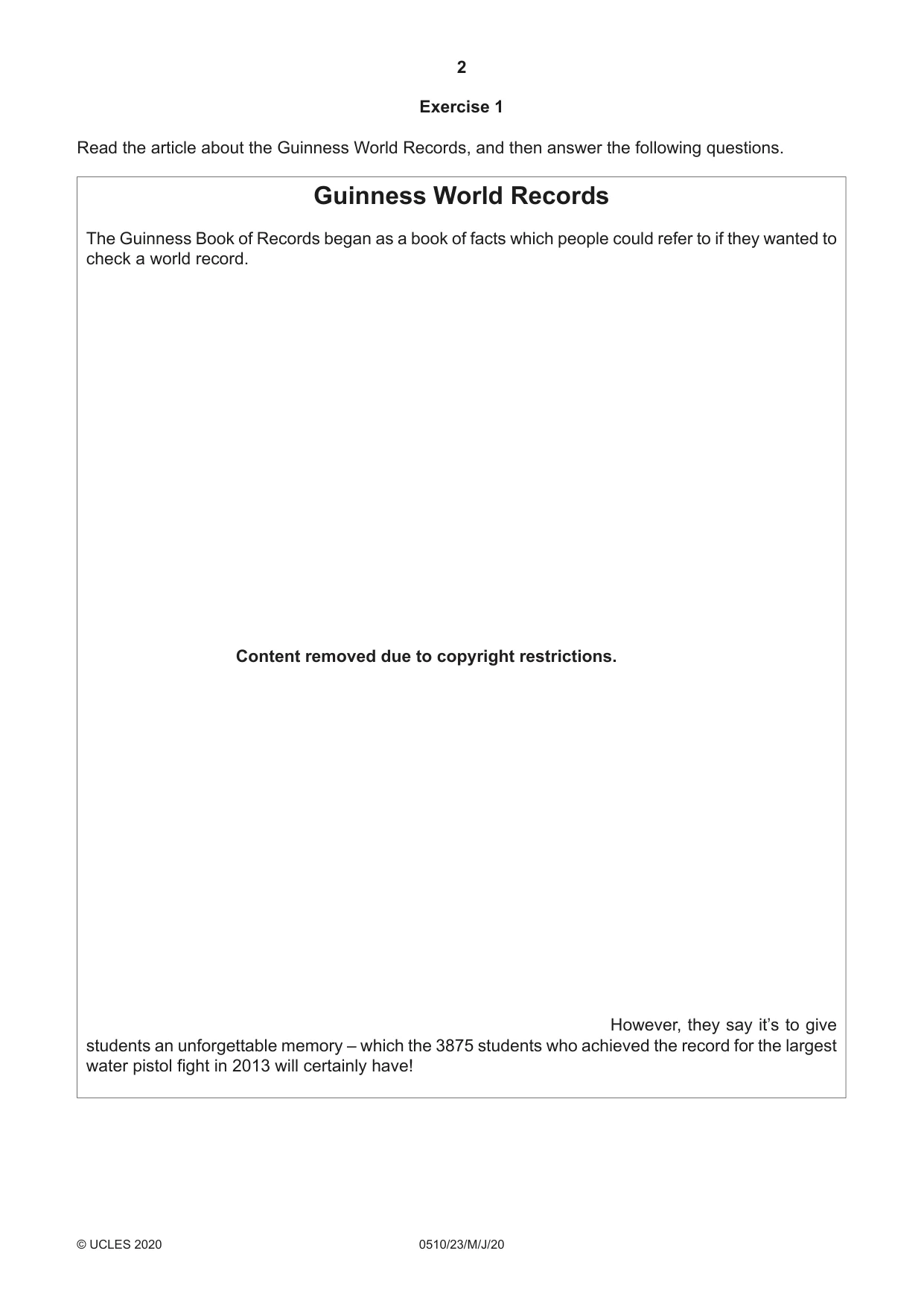 Cambridge IGCSE English - Second Language (oral endorsement) 0510 2020 May/June Paper 2 · Variant 3 question paper, page 2 of 16