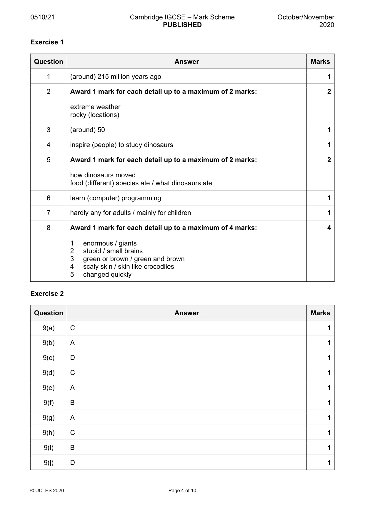 Mark scheme, page 4 of 10