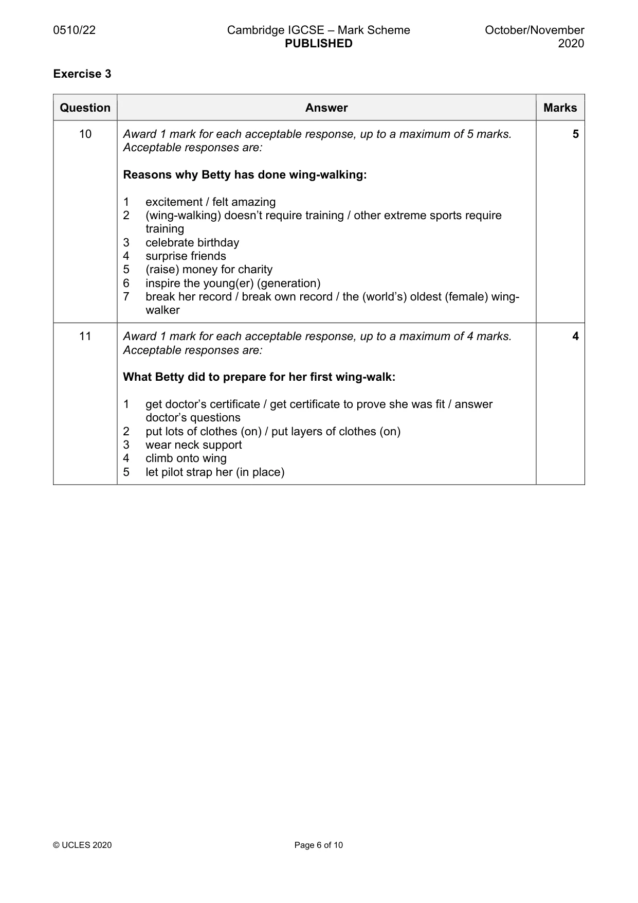Mark scheme, page 6 of 10