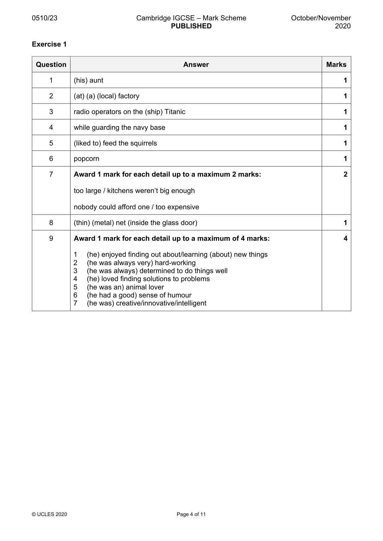 Mark scheme, page 4 of 11