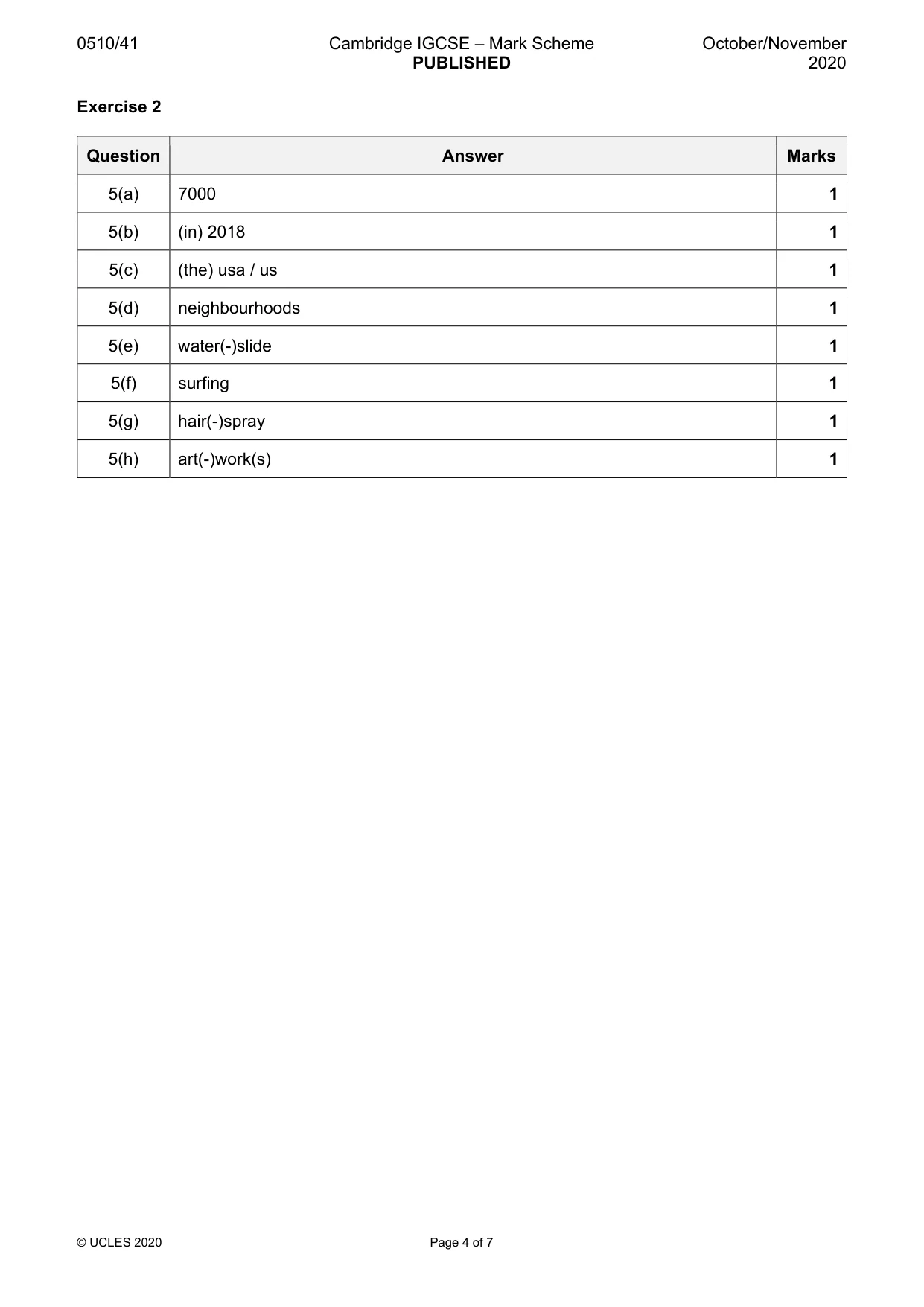 Mark scheme, page 4 of 7