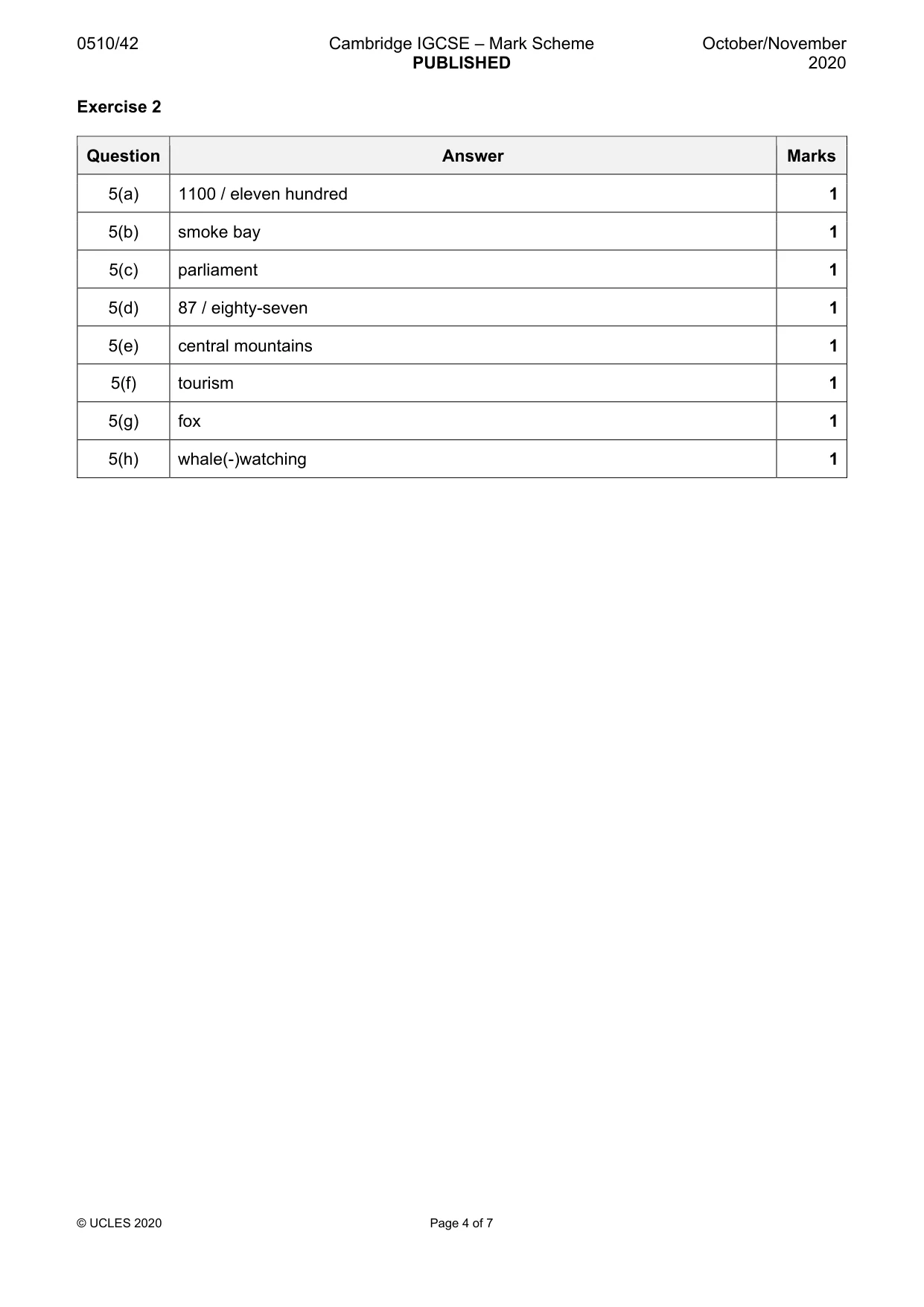 Mark scheme, page 4 of 7