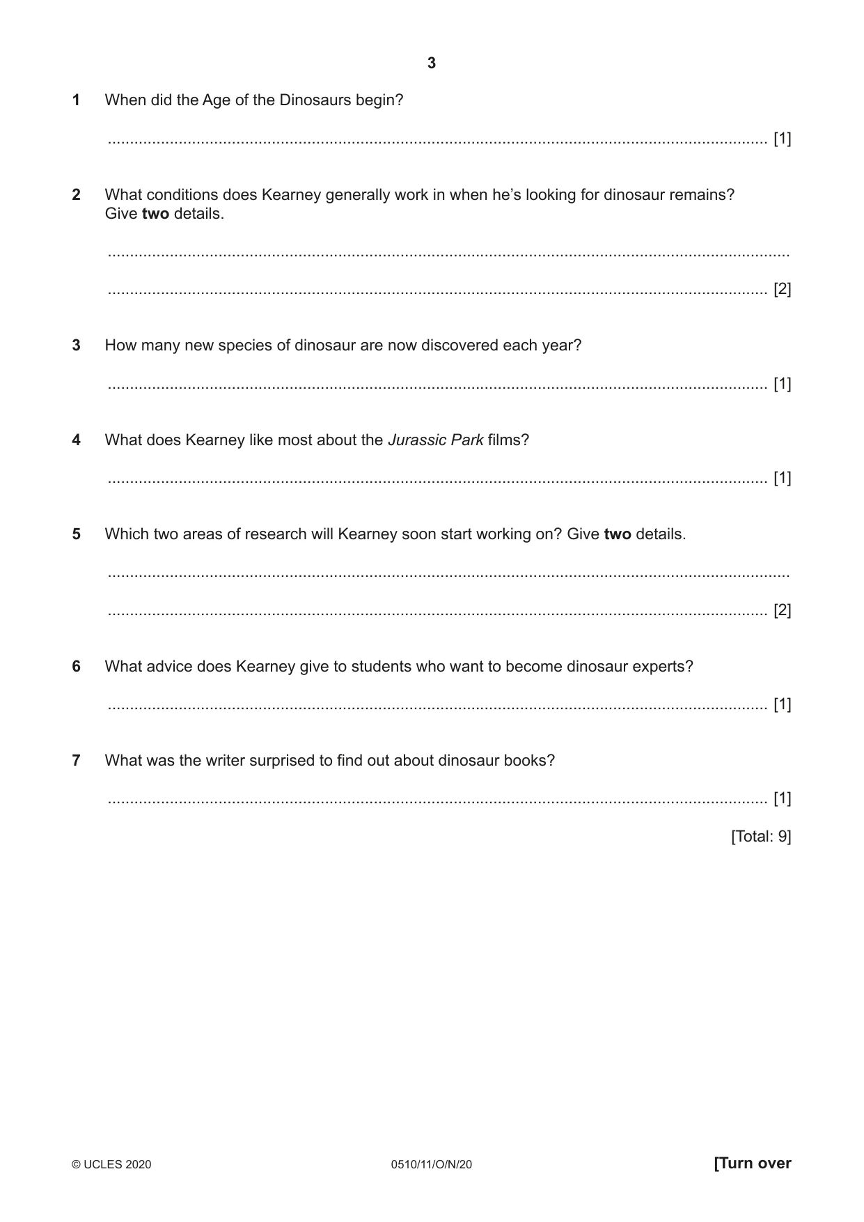 Cambridge IGCSE English - Second Language (oral endorsement) 0510 2020 Oct/Nov Paper 1 · Variant 1 question paper, page 3 of 16