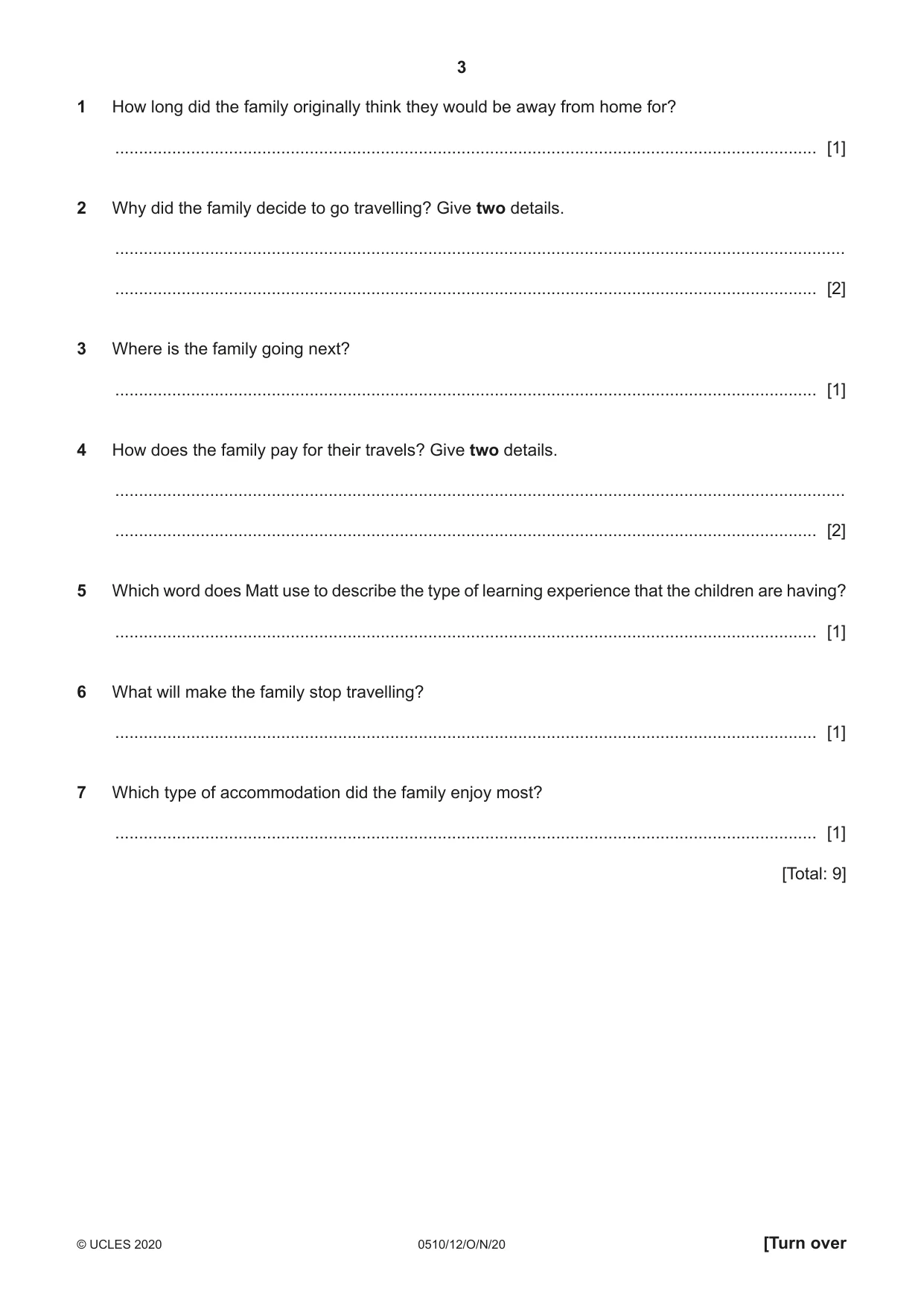 Cambridge IGCSE English - Second Language (oral endorsement) 0510 2020 Oct/Nov Paper 1 · Variant 2 question paper, page 3 of 16