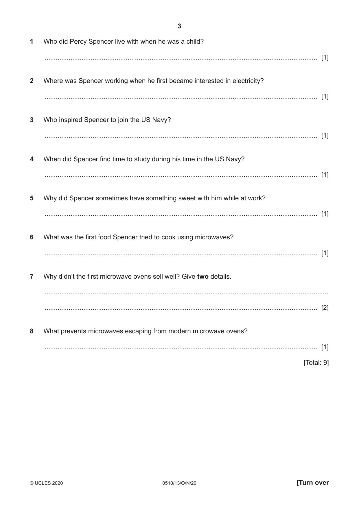 Cambridge IGCSE English - Second Language (oral endorsement) 0510 2020 Oct/Nov Paper 1 · Variant 3 question paper, page 3 of 16