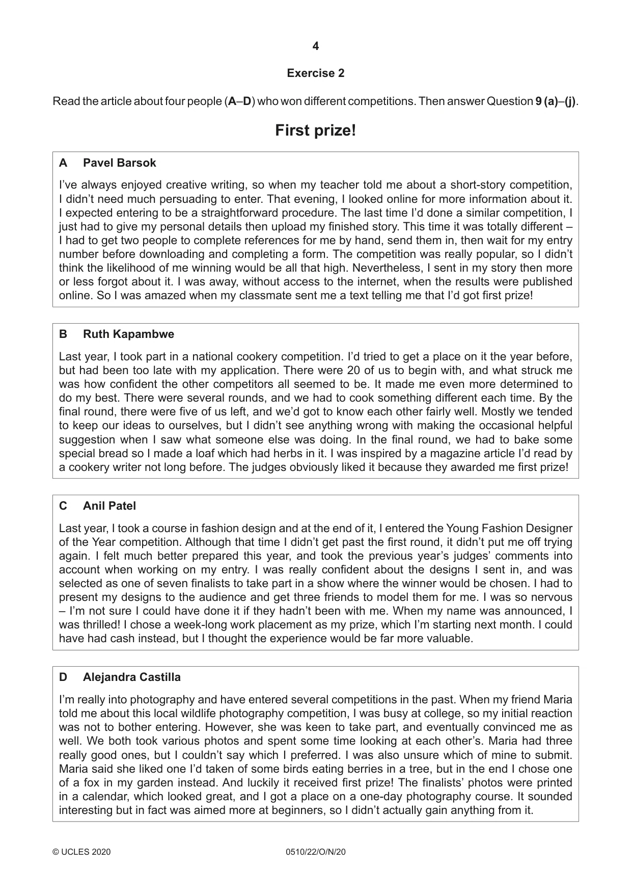 Cambridge IGCSE English - Second Language (oral endorsement) 0510 2020 Oct/Nov Paper 2 · Variant 2 question paper, page 4 of 16