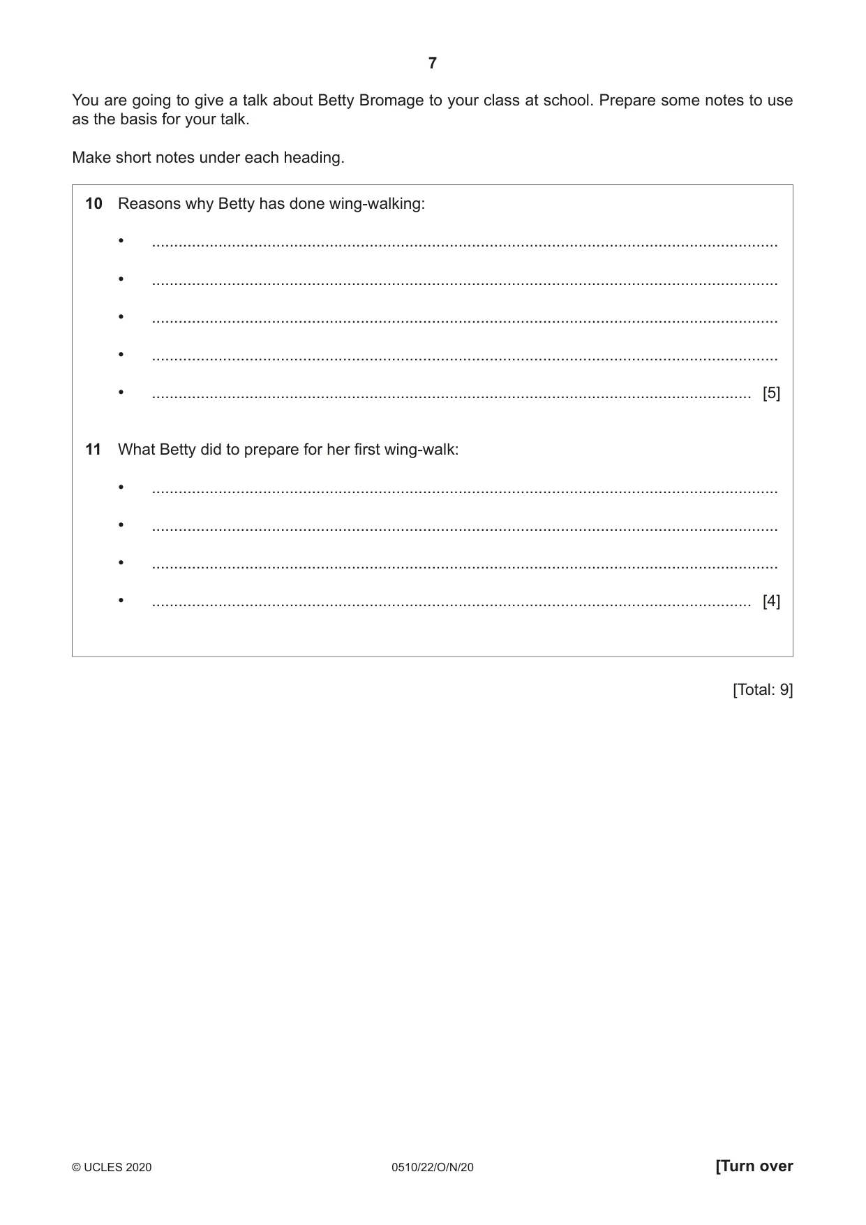 Cambridge IGCSE English - Second Language (oral endorsement) 0510 2020 Oct/Nov Paper 2 · Variant 2 question paper, page 7 of 16