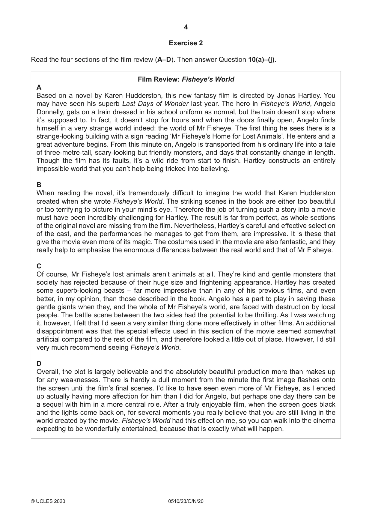 Cambridge IGCSE English - Second Language (oral endorsement) 0510 2020 Oct/Nov Paper 2 · Variant 3 question paper, page 4 of 16