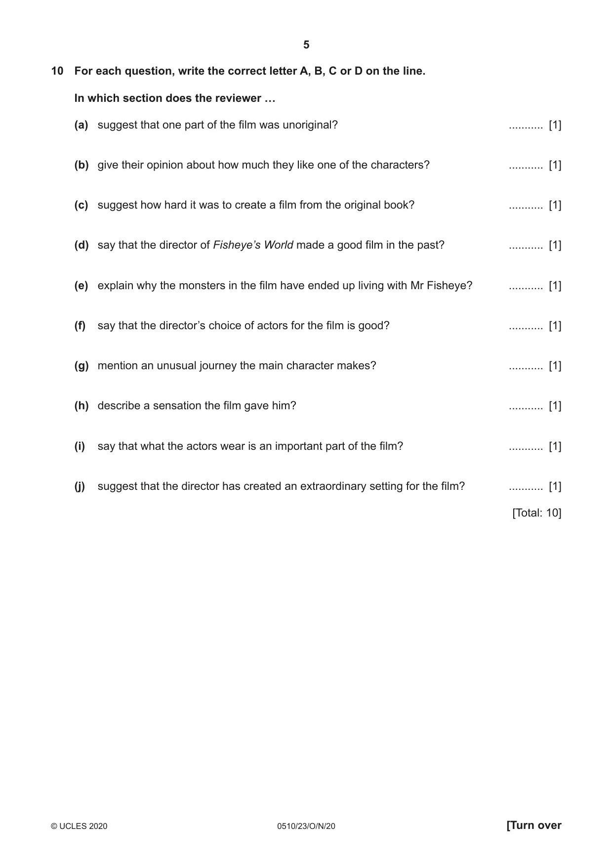 Cambridge IGCSE English - Second Language (oral endorsement) 0510 2020 Oct/Nov Paper 2 · Variant 3 question paper, page 5 of 16