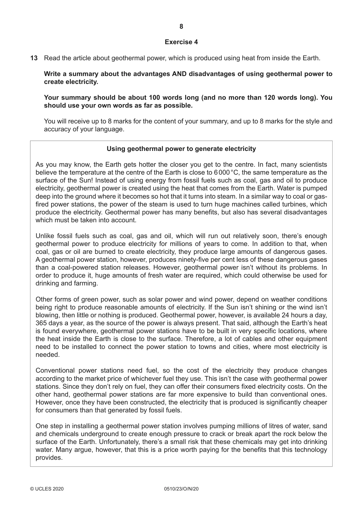 Cambridge IGCSE English - Second Language (oral endorsement) 0510 2020 Oct/Nov Paper 2 · Variant 3 question paper, page 8 of 16