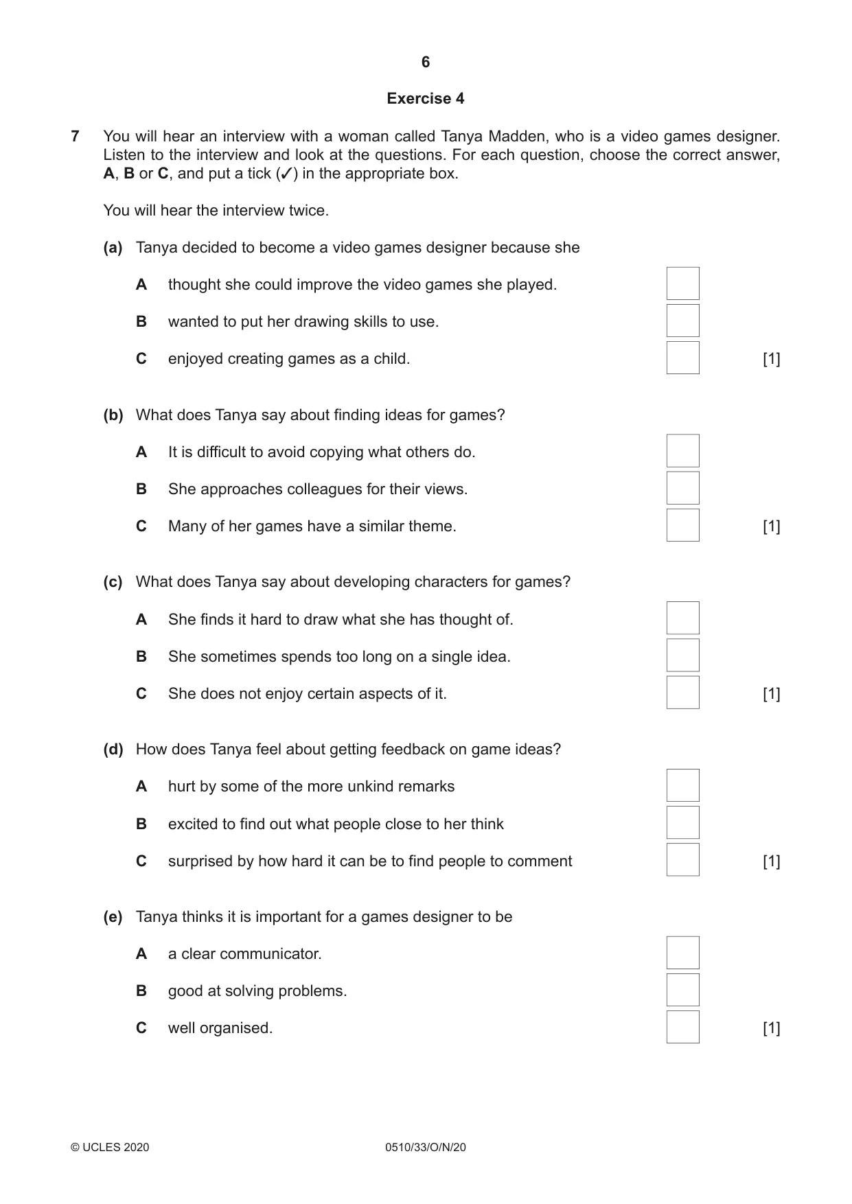 Cambridge IGCSE English - Second Language (oral endorsement) 0510 2020 Oct/Nov Paper 3 · Variant 3 question paper, page 6 of 8