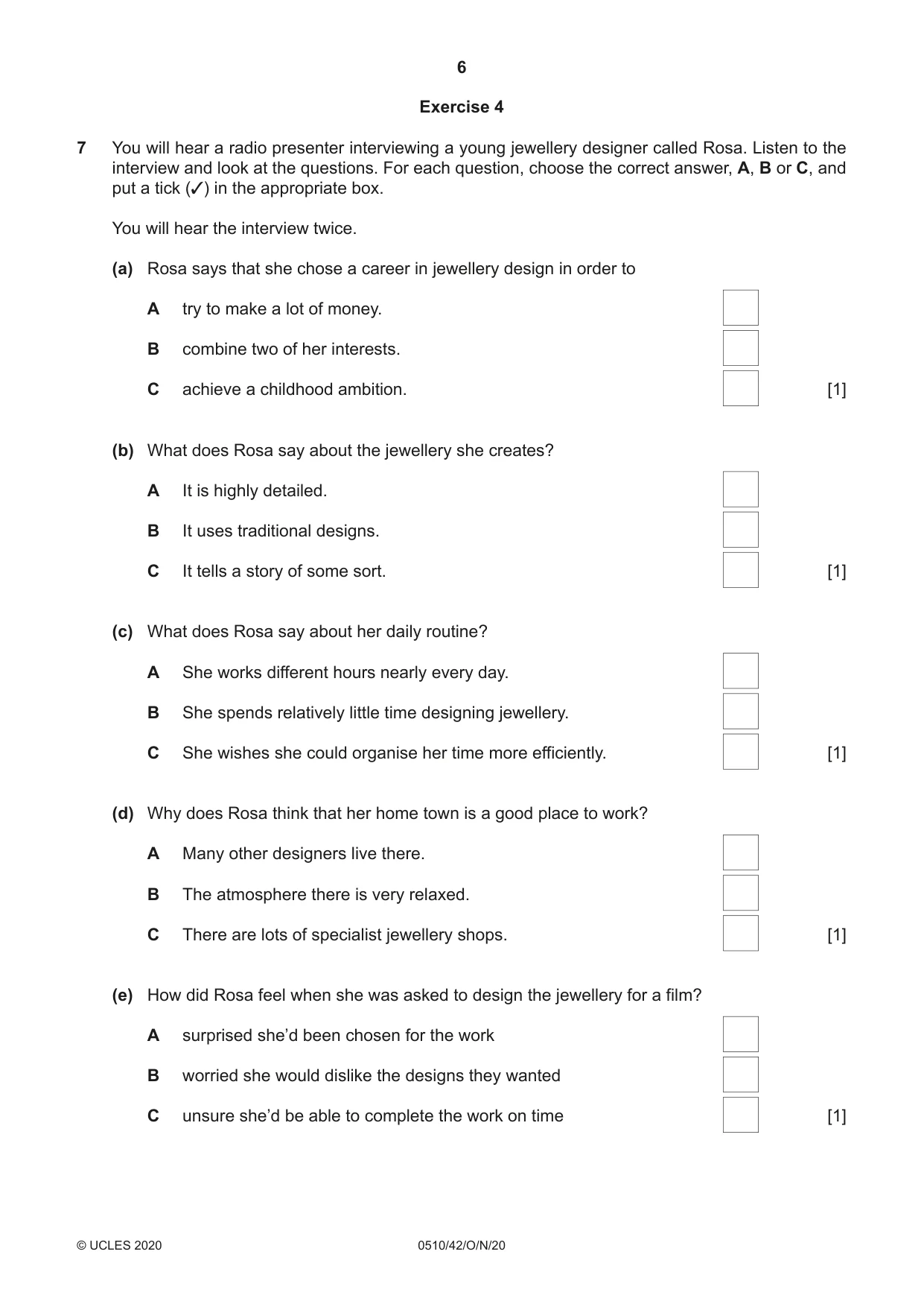 Cambridge IGCSE English - Second Language (oral endorsement) 0510 2020 Oct/Nov Paper 4 · Variant 2 question paper, page 6 of 12