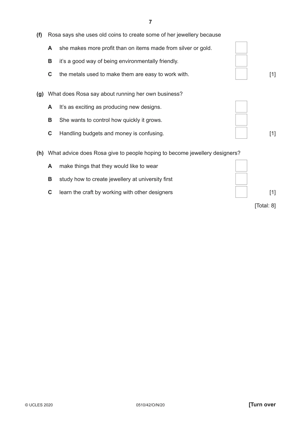 Cambridge IGCSE English - Second Language (oral endorsement) 0510 2020 Oct/Nov Paper 4 · Variant 2 question paper, page 7 of 12