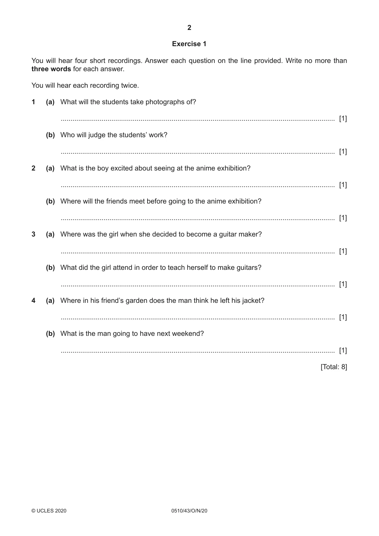 Cambridge IGCSE English - Second Language (oral endorsement) 0510 2020 Oct/Nov Paper 4 · Variant 3 question paper, page 2 of 12