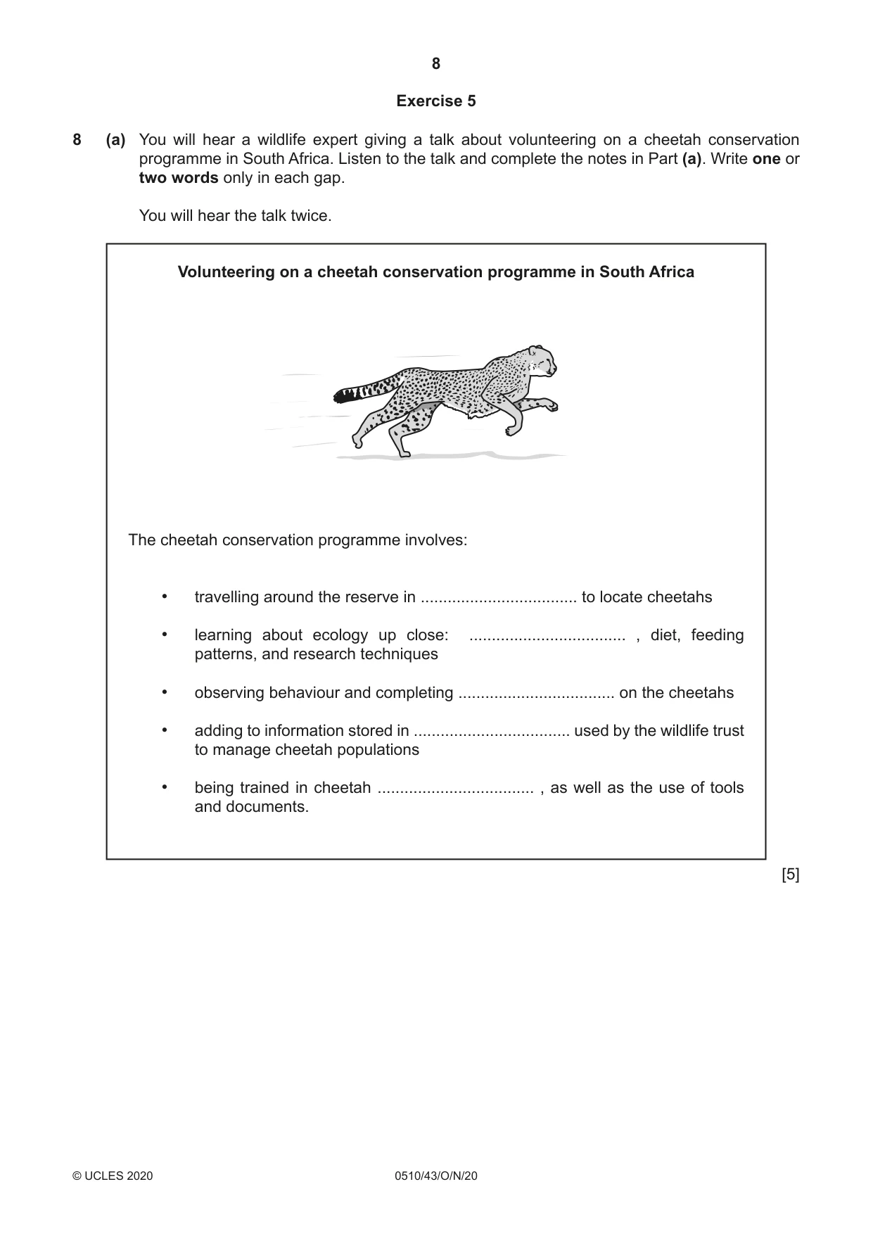 Cambridge IGCSE English - Second Language (oral endorsement) 0510 2020 Oct/Nov Paper 4 · Variant 3 question paper, page 8 of 12