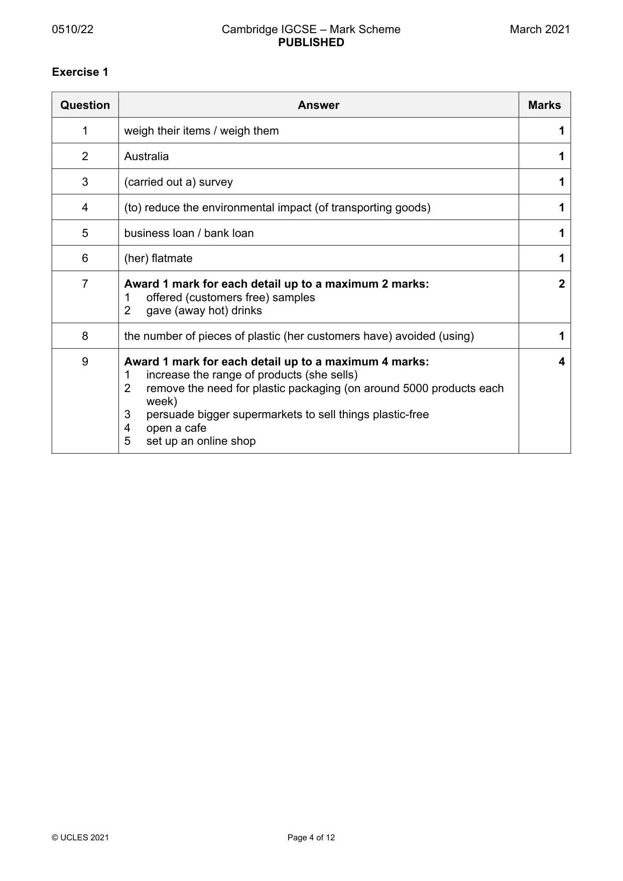 Mark scheme, page 4 of 12