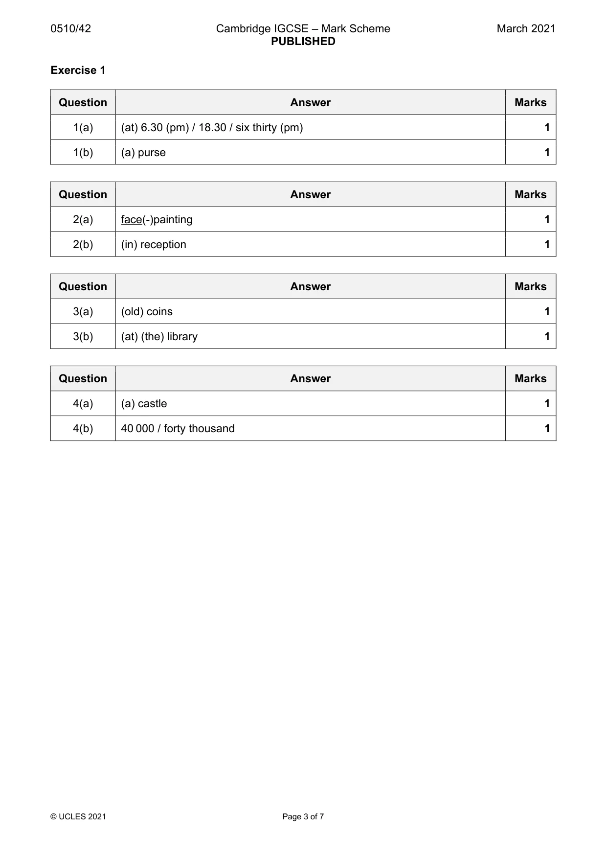 Mark scheme, page 3 of 7