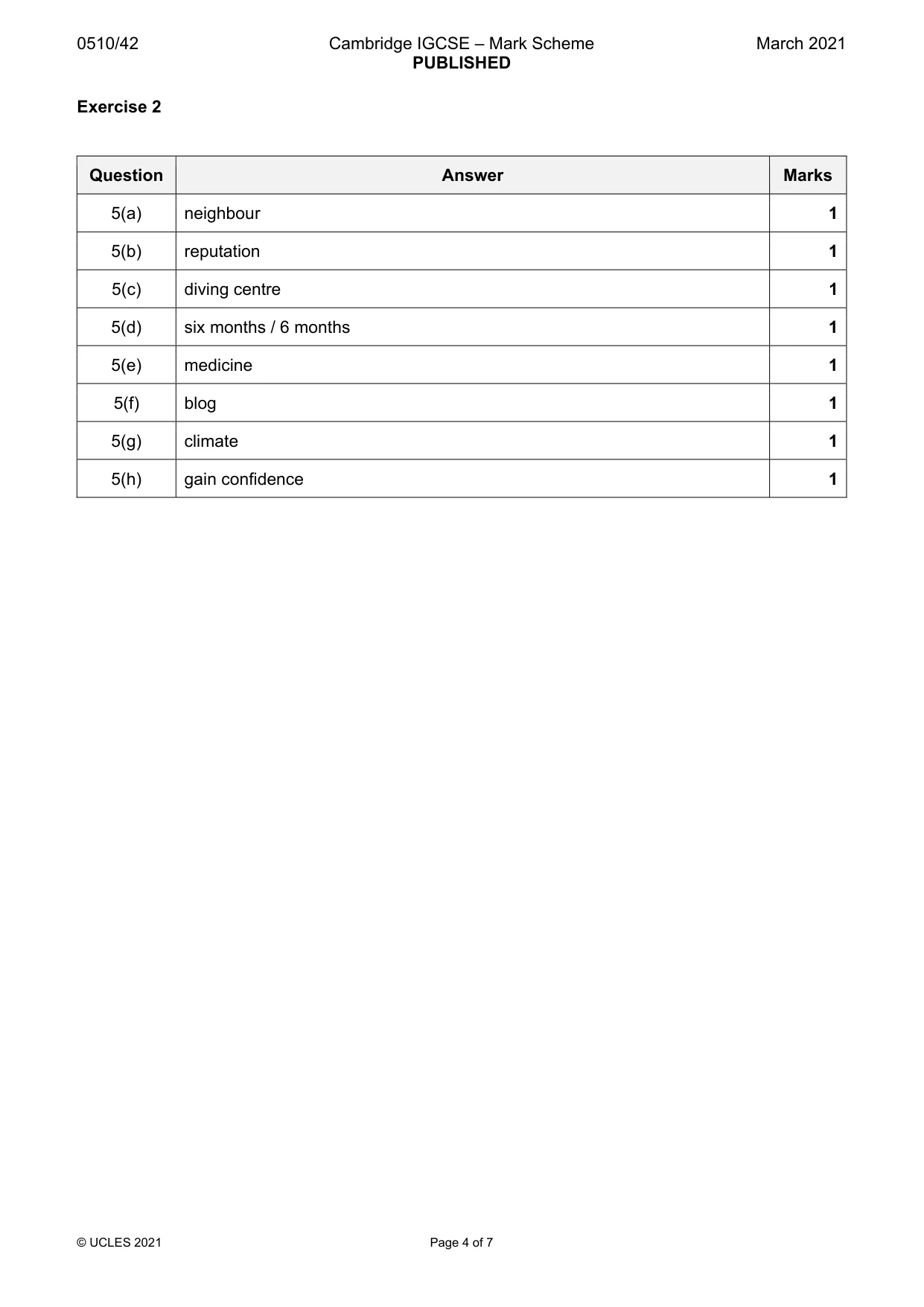 Mark scheme, page 4 of 7