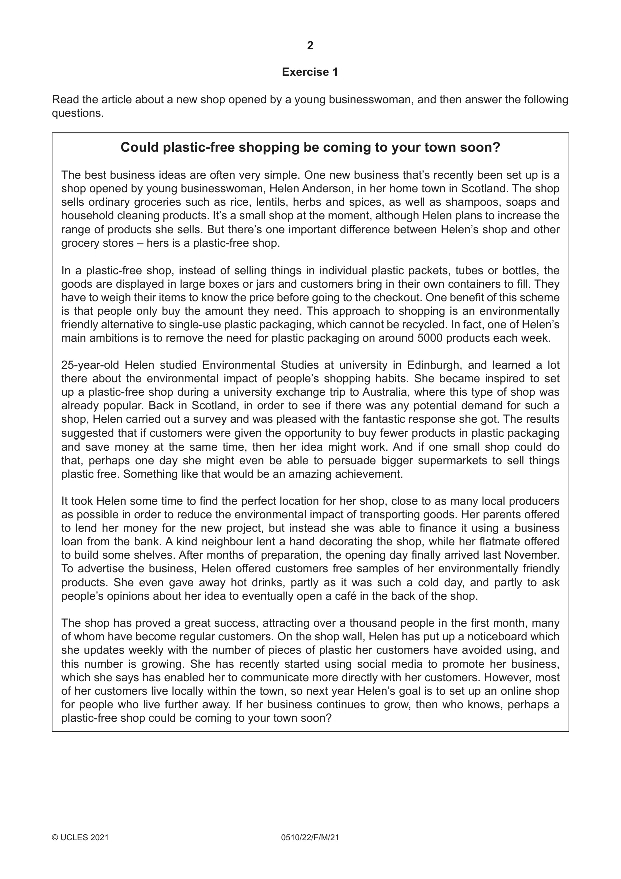Cambridge IGCSE English - Second Language (oral endorsement) 0510 2021 Feb/March Paper 2 · Variant 2 question paper, page 2 of 16