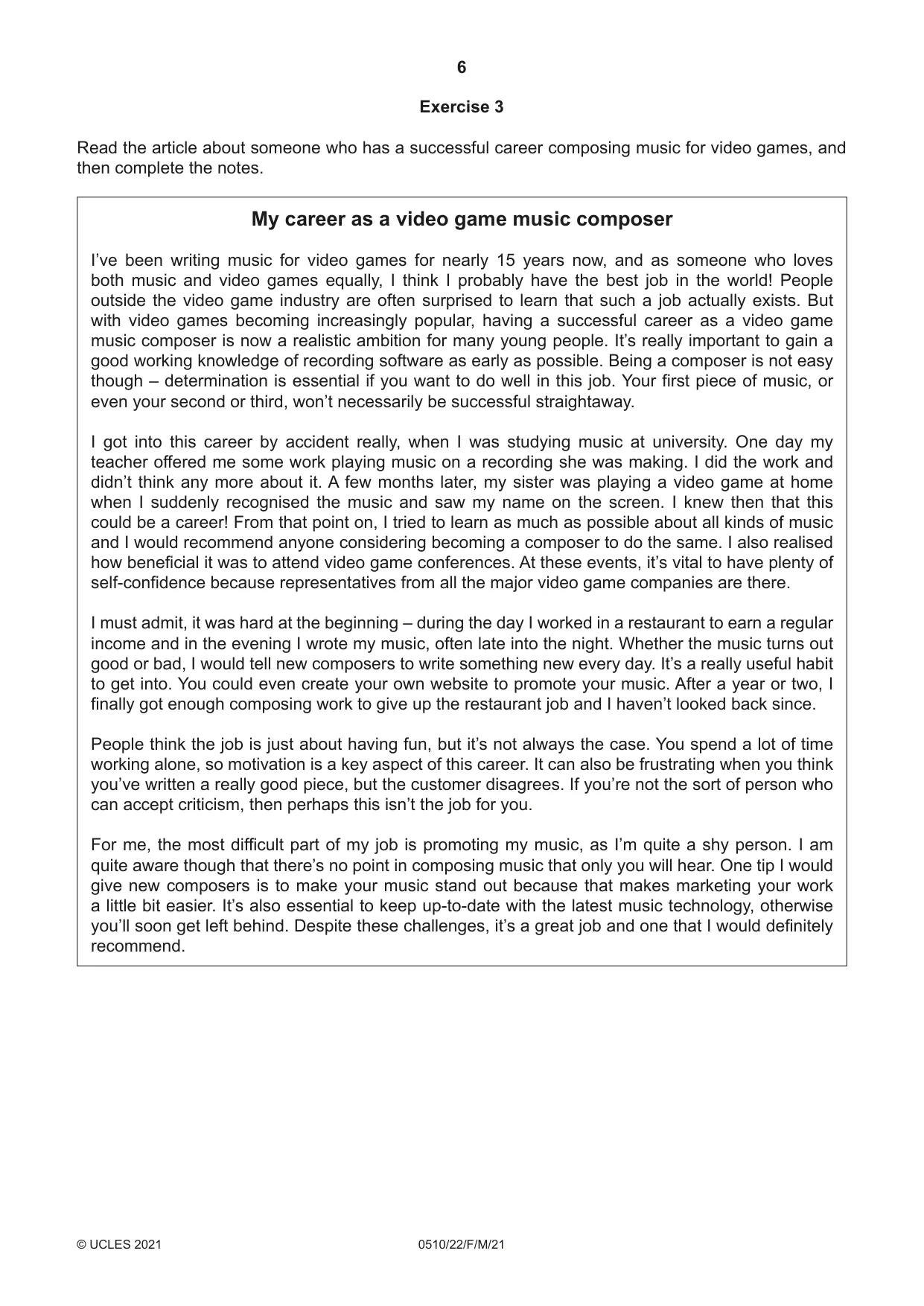 Cambridge IGCSE English - Second Language (oral endorsement) 0510 2021 Feb/March Paper 2 · Variant 2 question paper, page 6 of 16